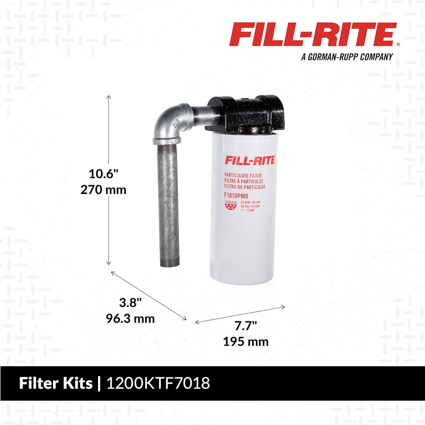 Fill-Rite 1200KTF7018 10 Micron 25 GPM Particulate Fuel Filter Kit