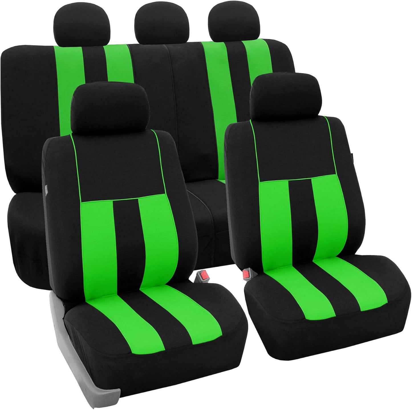 FH Group Car Seat Covers Full Set Cloth - Universal Fit, Automotive Seat Covers,Low Back Front Seat Covers,Airbag Compatible,Split Bench RearSeat,Washable Car SeatCover for SUV,Sedan,Van Black