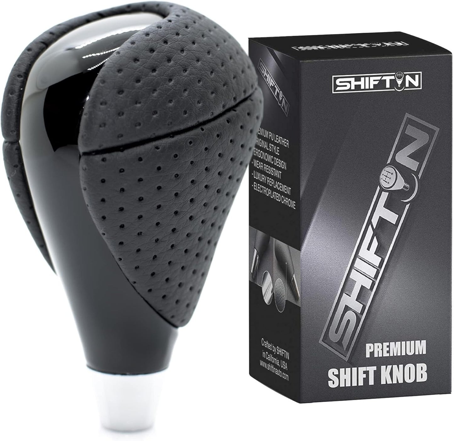 SHIFTIN Carbon Fiber Pattern Gear Shift Knob for Lexus ES300h ES350 GS300 GS350 GS430 GS460 IS250 IS300 LS460 LS600h RX350 RX450h (Punched Black Leather/Carbon Fiber Pattern)