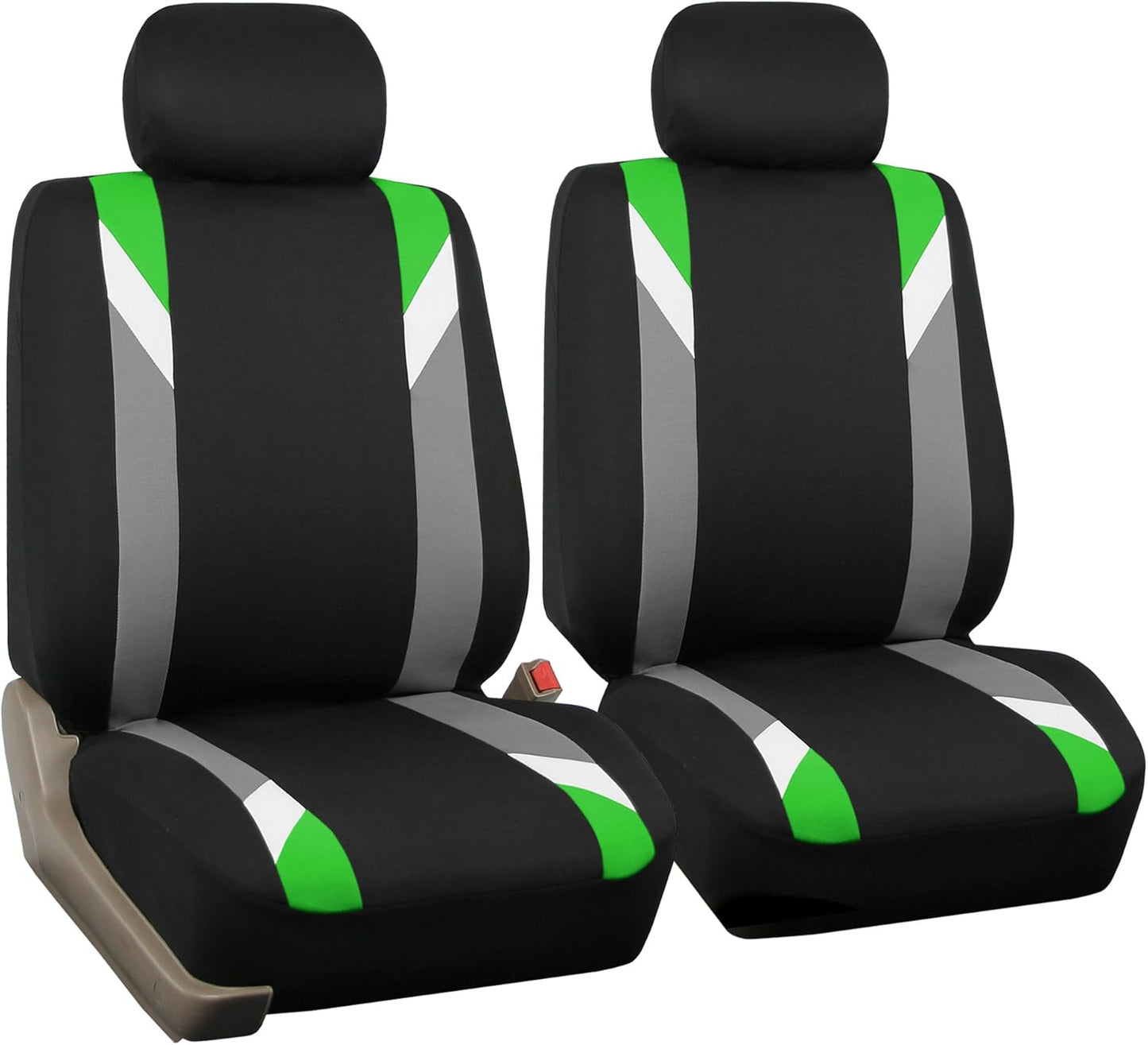 FH-FB066102 Fabric Bucket Seat Covers with Ornate Diamond Stitching White/Black