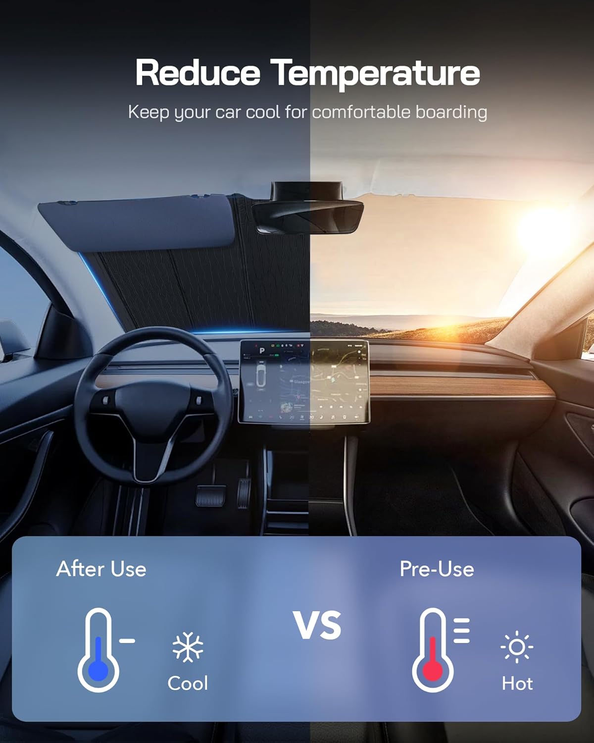 Pigenius Windshield Sun Shade fit Kia Seltos (2020-2024), SUV Front Window Sunshade, Car Accessories for Sun Protection, AstraGuard(Premium)
