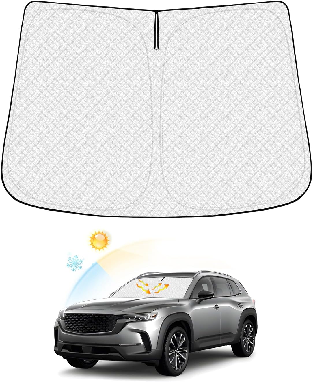 Canvcle Windshield Sun Shade for 2022-2024 2025 Kia Carnival Accessories Thicken 6-Layer Front Window Sunshade Cover Sun Visor Protector Foldable Block UV Rays Keep Vehicle Cool