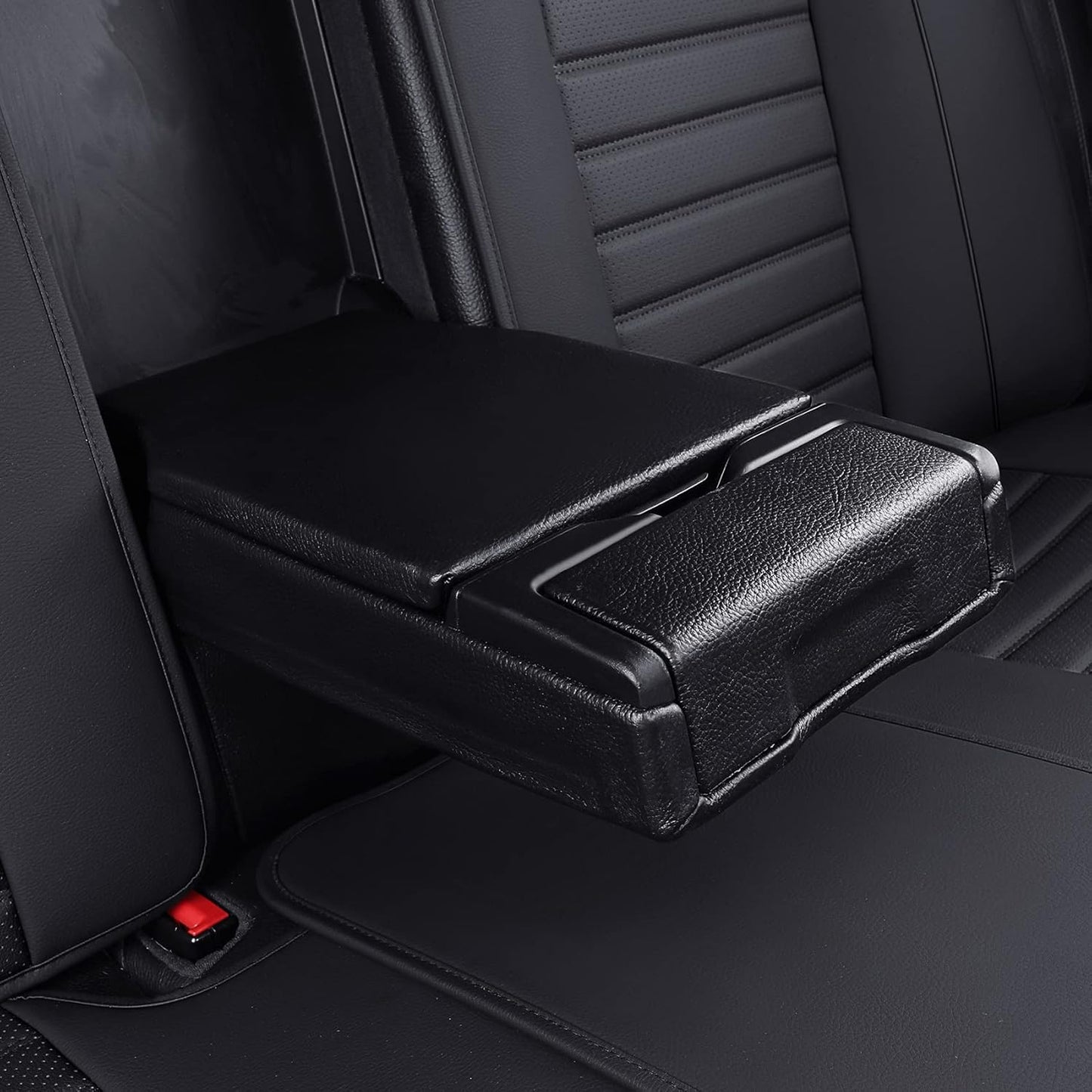 OMOKA AUTO Rear Car Seat Covers with Waterproof Leather,Vehicle Cushion Cover for Cars SUV Sedan Pick-up Truck Universal Fit Set for Most Cars (Black, Rear Seat)
