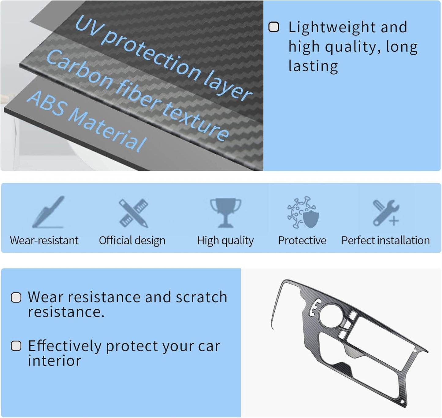 CDEFG Gear Shift Panel Cover for 2022 Kia EV6 Accessories Car Console Gear Shift Knob Panel Trim Decoration Frame Sticker Trim for 2022 EV6 Interior Accessories