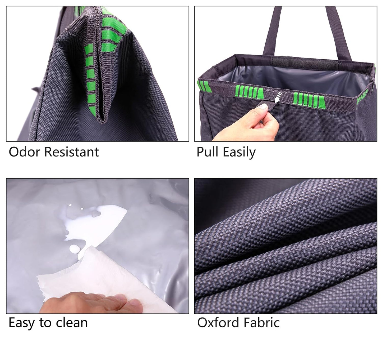 Ginsco Hanging Car Trash Bag, 2 Pack 3.5 Gallons Large Capacity Leakproof Car Garbage Can, Waterproof Car Trash Can, Car Garbage Bin with 4 Pockets, Car Accessories Gray