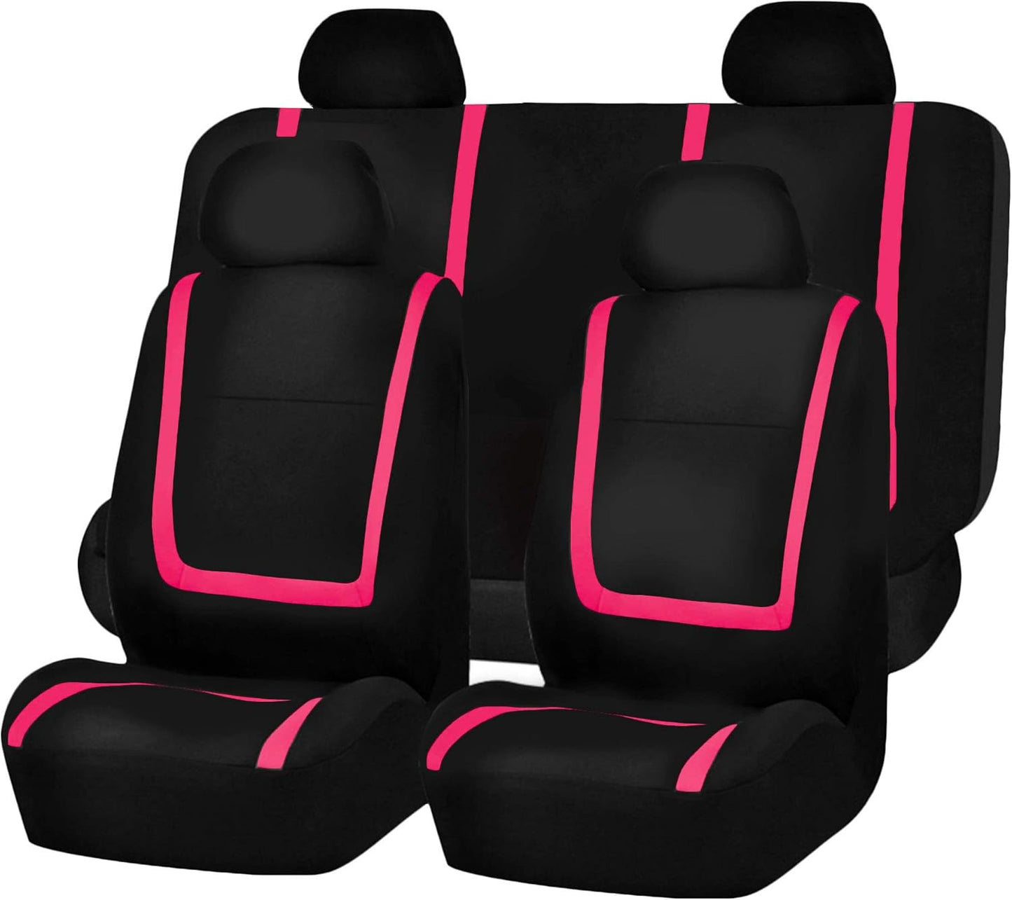 FH Group Car Seat Covers Full Set Cloth-Universal Fit Automotive Seat Covers, Low Back Front Seat Covers, Solid Back Seat Cover, Washable Car Seat Cover for SUV, Sedan and Van Green