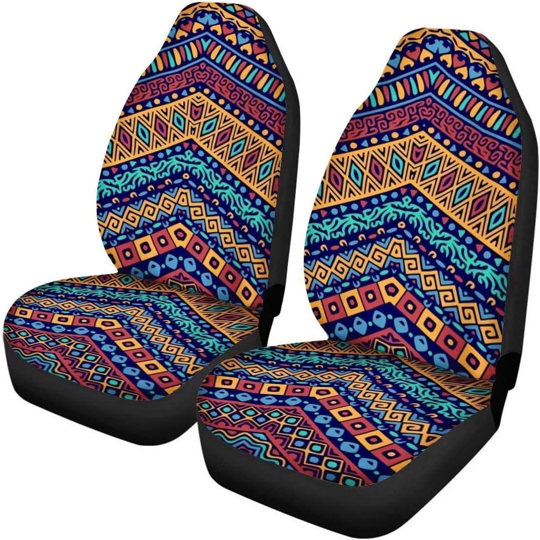 TOADDMOS Bohemian Colorful Mandala Patchwork Car Seat Covers Bucket Front Seats Protector,Universal Fit Cars,Sedan,SUV