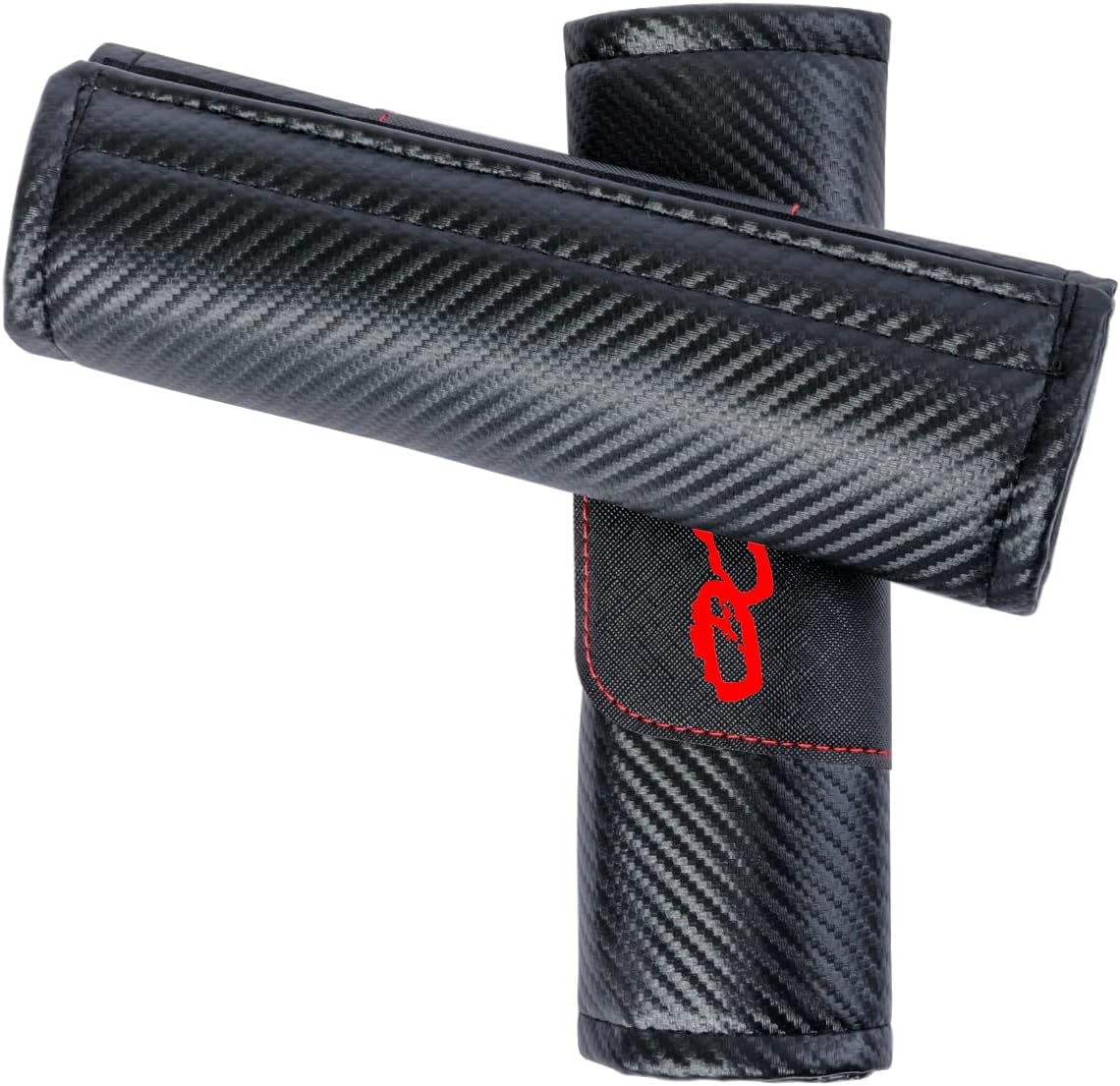 WOigQing 2 Pcs Carbon Fiber Leather Car Seat Belt Shoulder Pad Protective Sleeves for Chrysler 300/C/ 300S (RED)