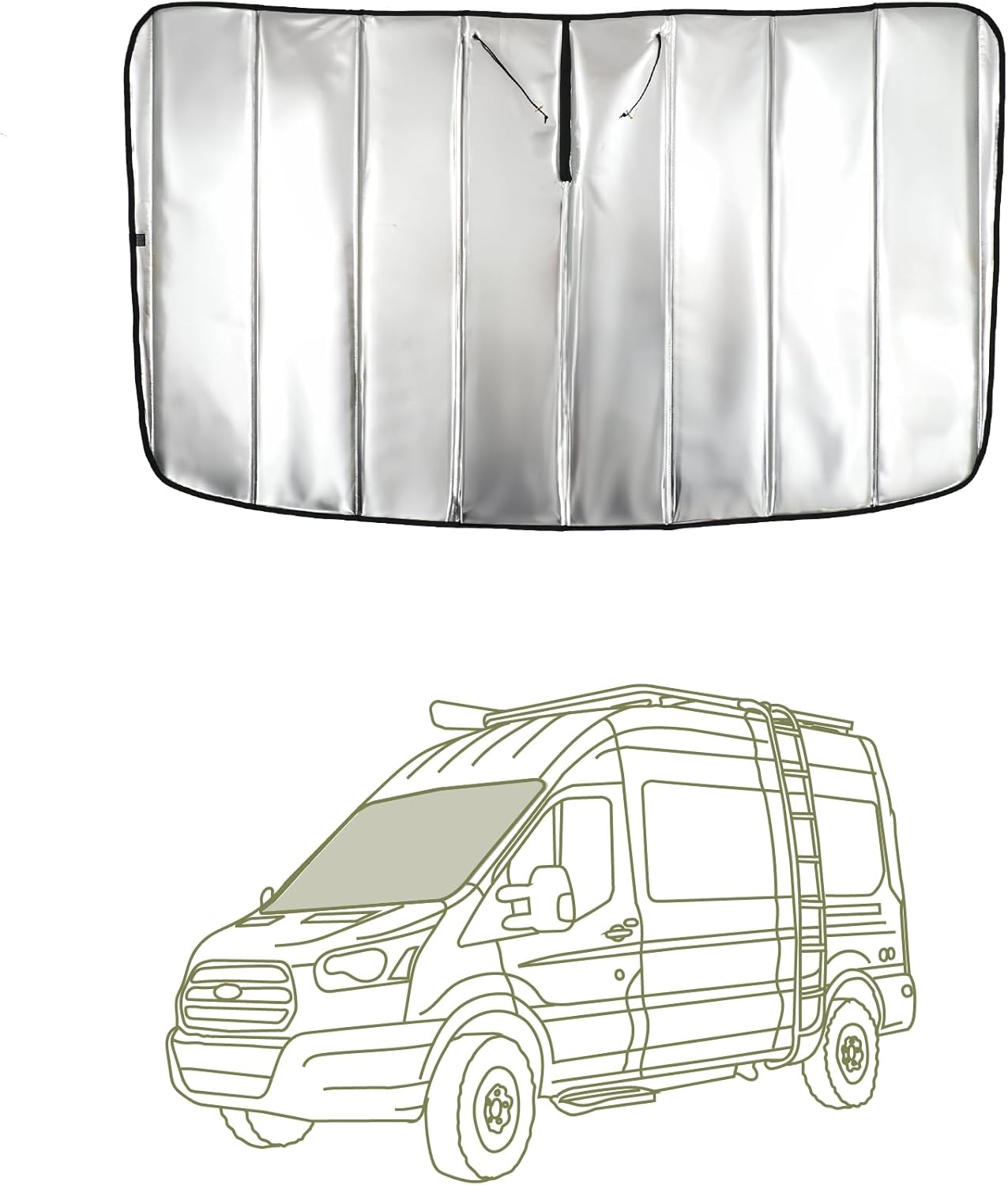 VanEssential Insulated Blackout Crew Window Cover Designed for Ford Transit Van Year 2015 to Current with NO Plastic Trim - Cool Gray
