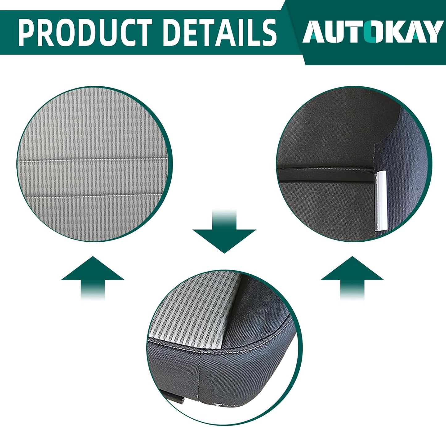 AUTOKAY Driver Side Seat Cushion Pad, Bottom Cloth Seat Cover for 2009-2012 Dodge Ram SLT 1500 2500 3500