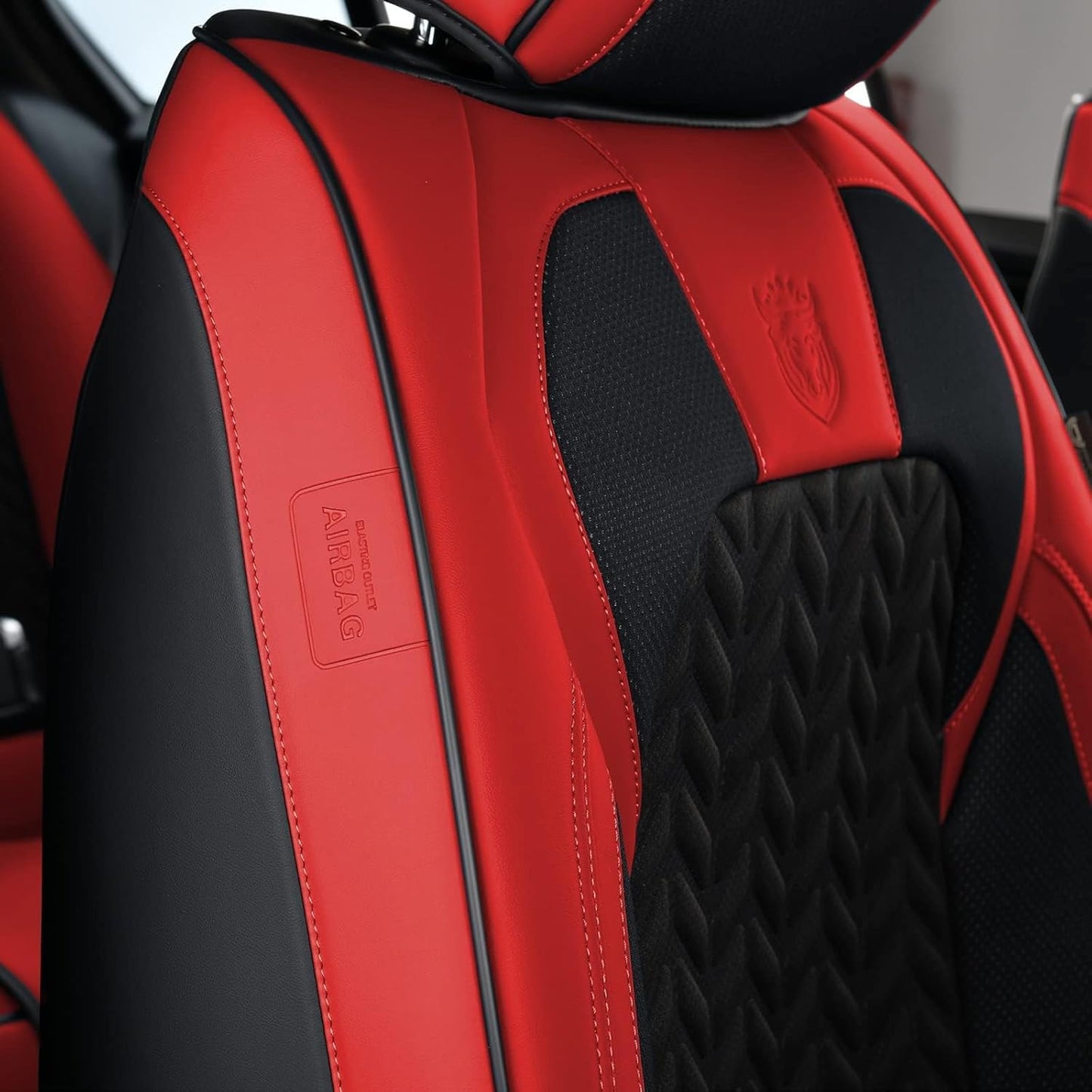 Coverado Car Seat Cover, Front Seat Cover, 2PCS Car Seat Protector, Seat Covers for Cars, Breathable Faux Leather Car Seat Cushion, Car Seat Protector, Red Car Seat Covers Winter Fit for Most Vehicles