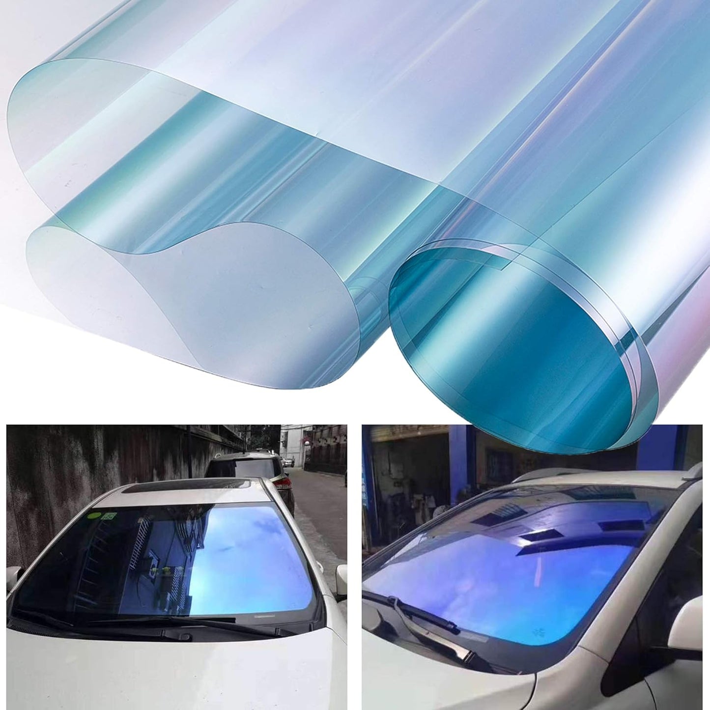 Dark Blue Chameleon Windshield Tint Car Window Foils Solar Protection Film Windshield Sun Shade Tint Film 29.5'' x 118''