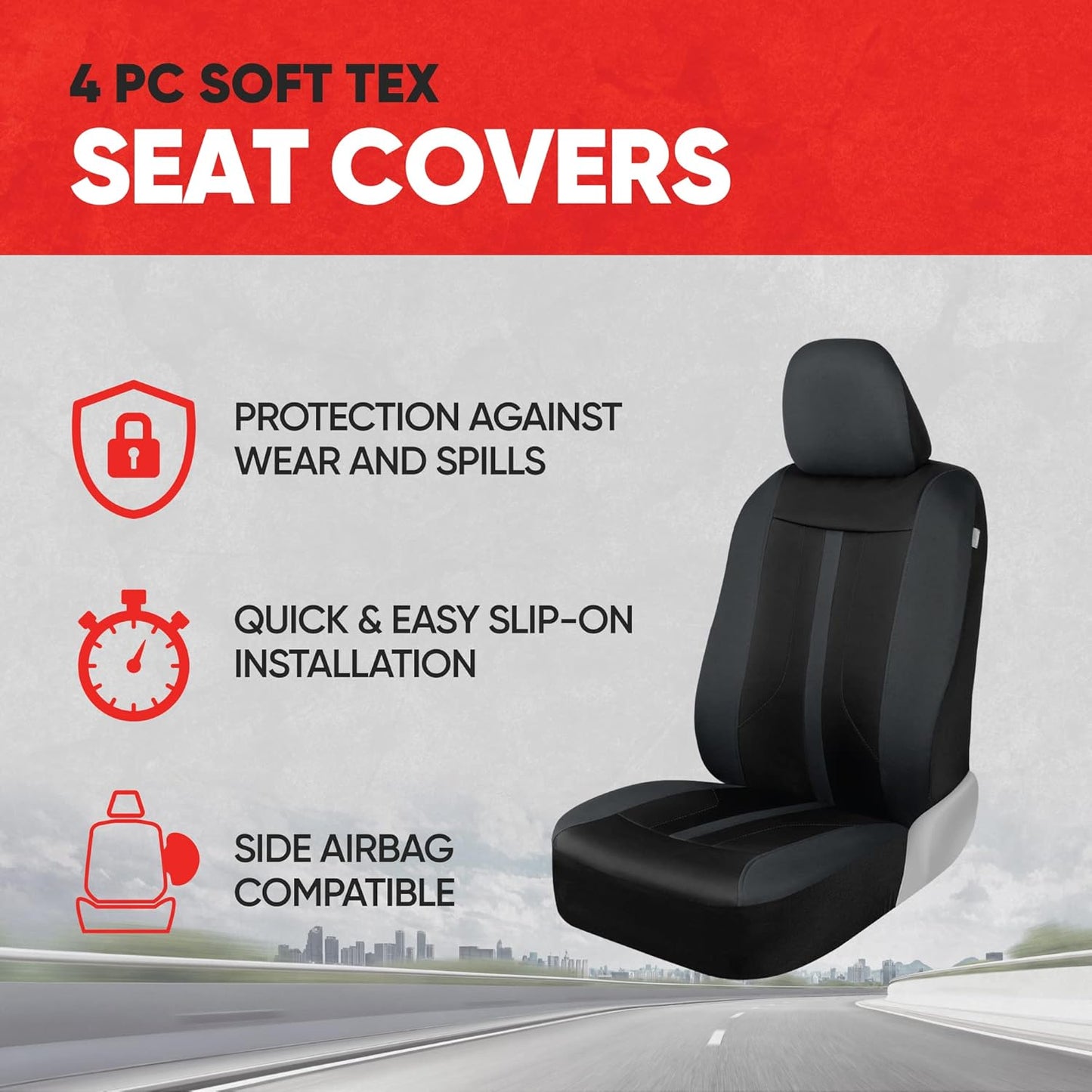 BDK Auto MTSC-354-CC: Front Seat Covers 4Pc/Charcoal