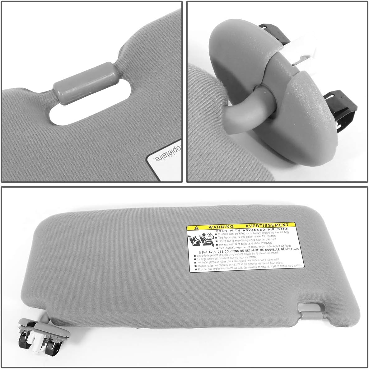 DNA MOTORING Left Driver Side Sun Visor Compatible with 07-11 Camry, 74320-06800-B0 7432006310B2 7432006311B2 7432006312B2 7432033F00B, ZTL-Y-0156-GY