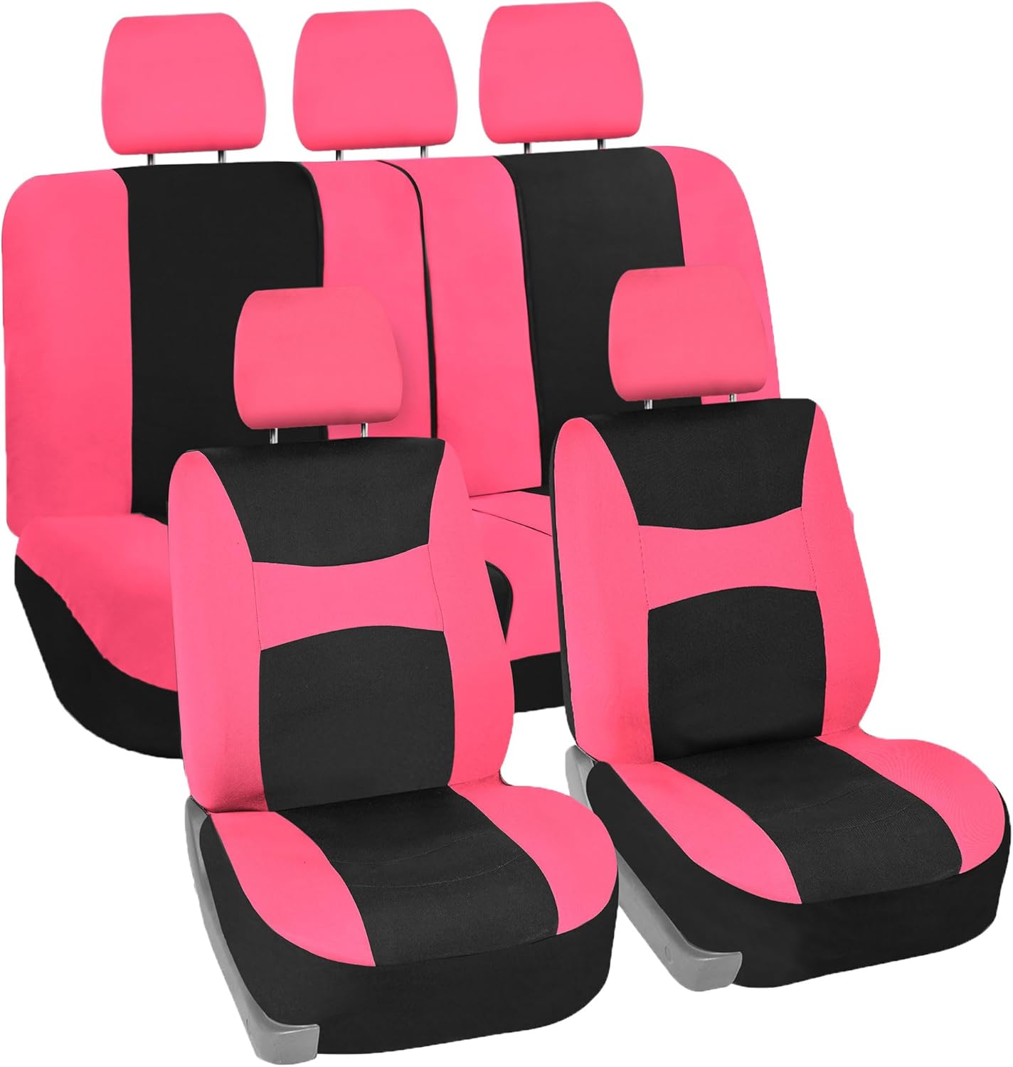 FH Group FB030BLACK115 Full Set Seat Cover (Side Airbag Compatible with Split Bench Black)