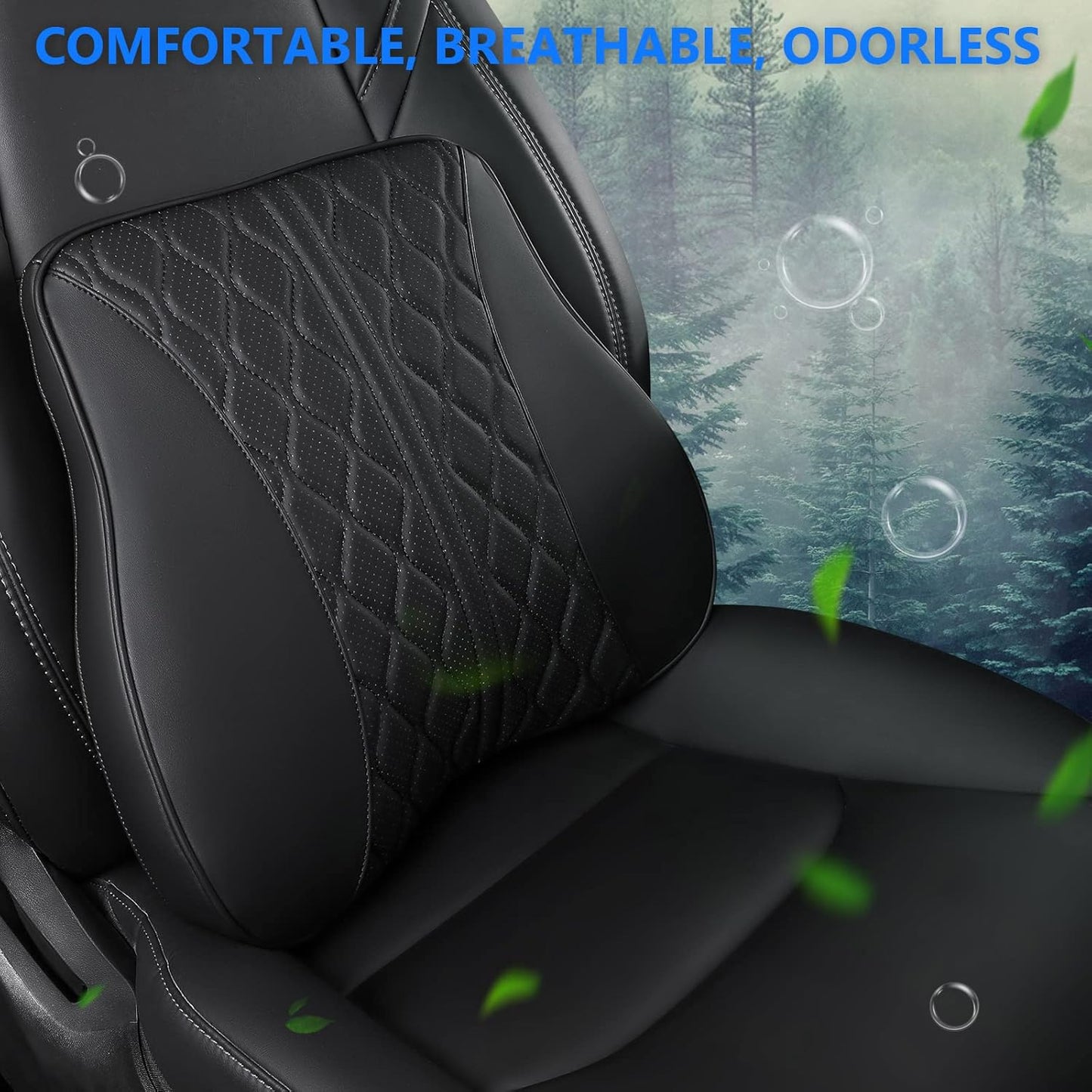 powoq Fit Tesla Car Back Pillow Lumbar Support Pillow Back Support for Car Accessories, 2 PCS(Cushion Back Support, Black)