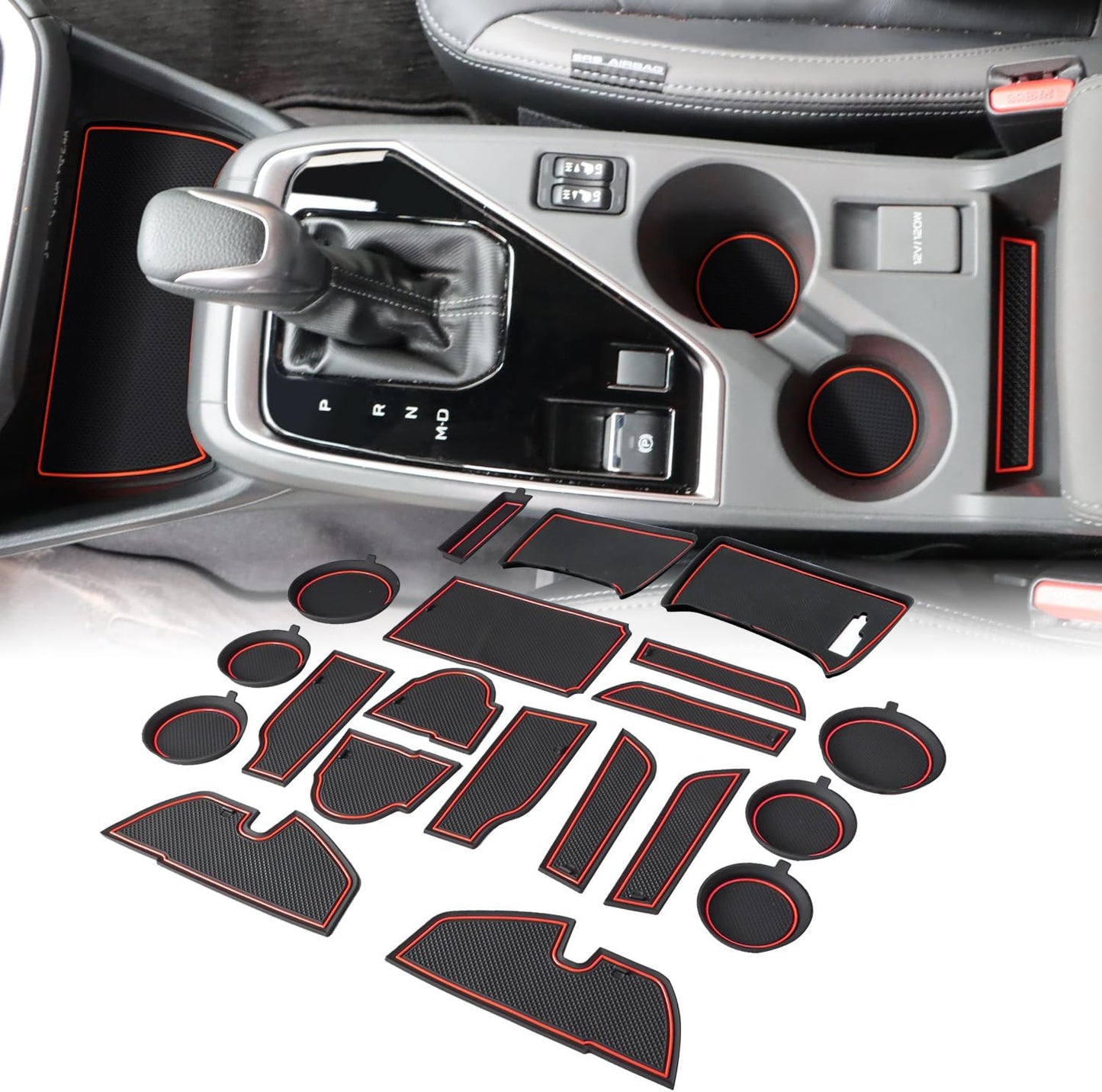 Auovo Cup Holder Inserts Liners Compatible with Subaru Crosstrek 2024 2025 Impreza Accessories Car Custom Center Console Door Pocket Mats Pads 19PCS (Gray Trim)