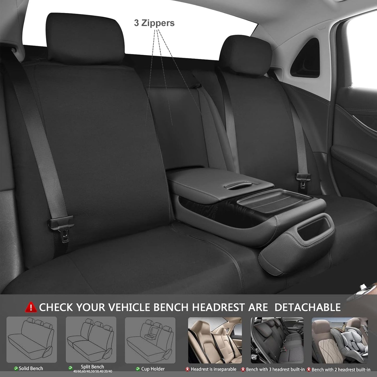 CAR Pass Universal Fit Cloth with Glorious Rhinestones Car Seat Covers Rear Split Bench Airbag Compatible Fit for Car, SUV, Sedan (Red, 9 Pieces)