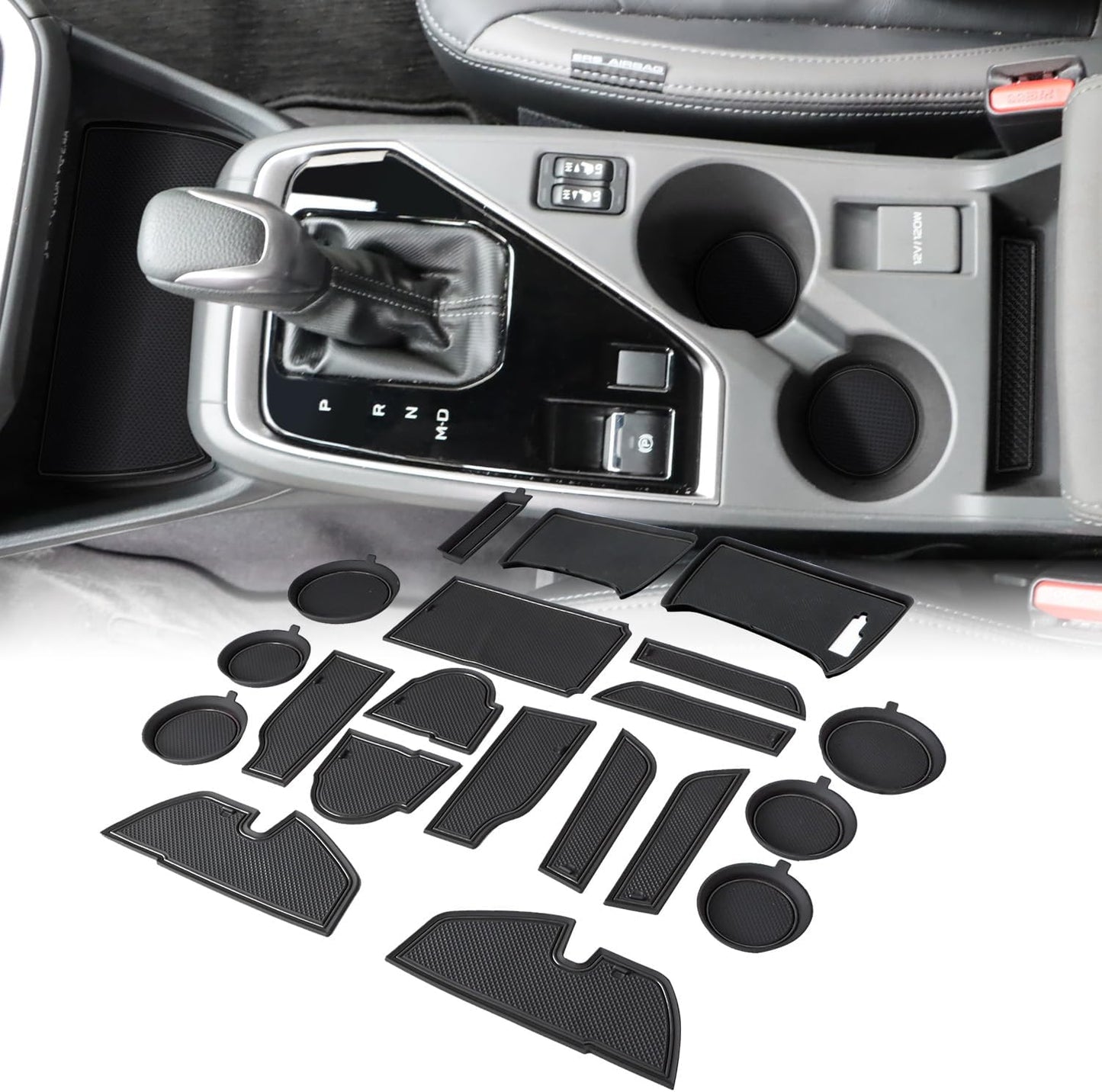 Auovo Cup Holder Inserts Liners Compatible with Subaru Crosstrek 2024 2025 Impreza Accessories Car Custom Center Console Door Pocket Mats Pads 19PCS (Gray Trim)