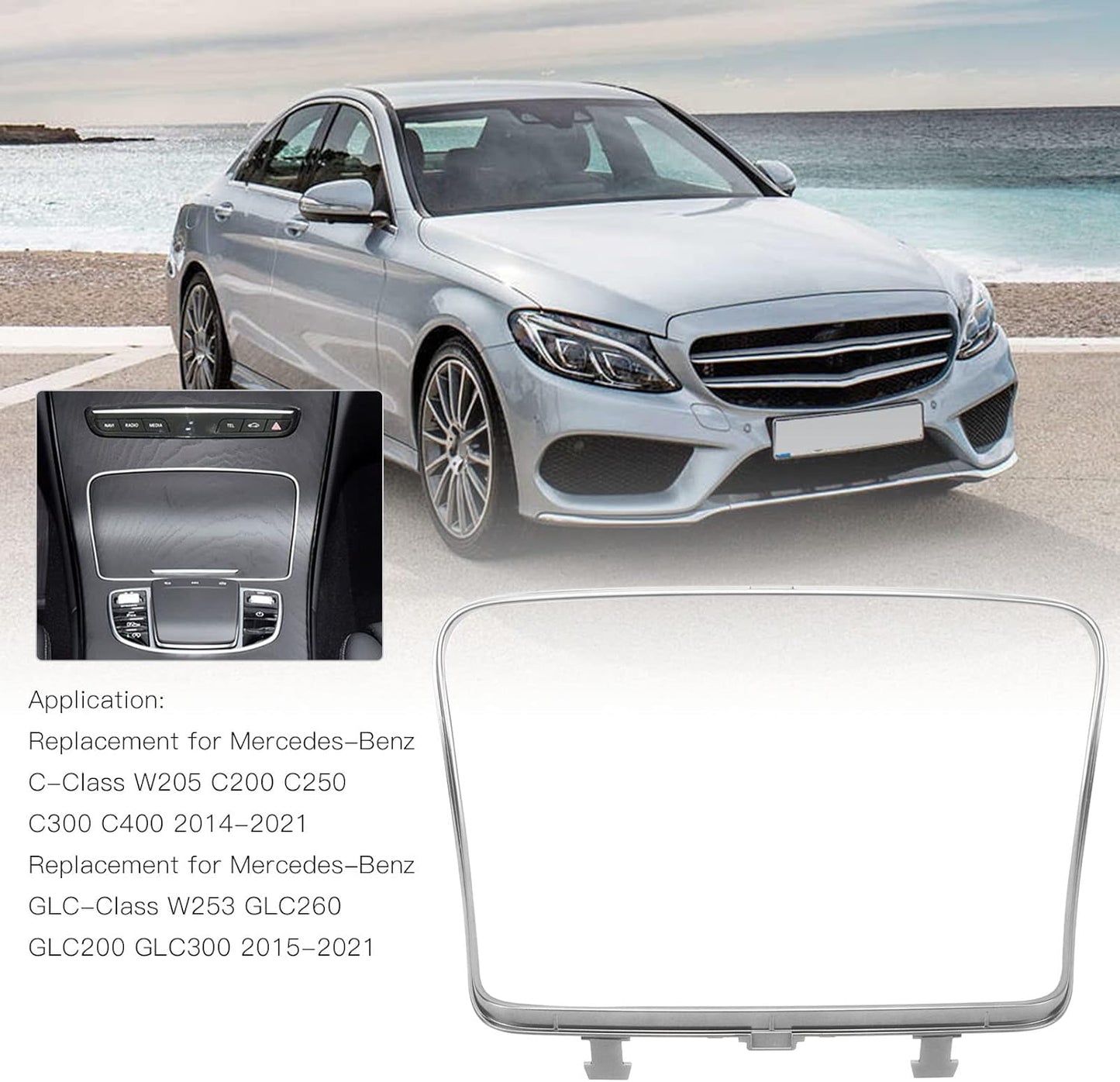 Car Cup Holder Trim Cover 2056830900 Center Console Car Water Cup Holder Cover Frame Trim for C Class W205 C200 C250 C300 C400