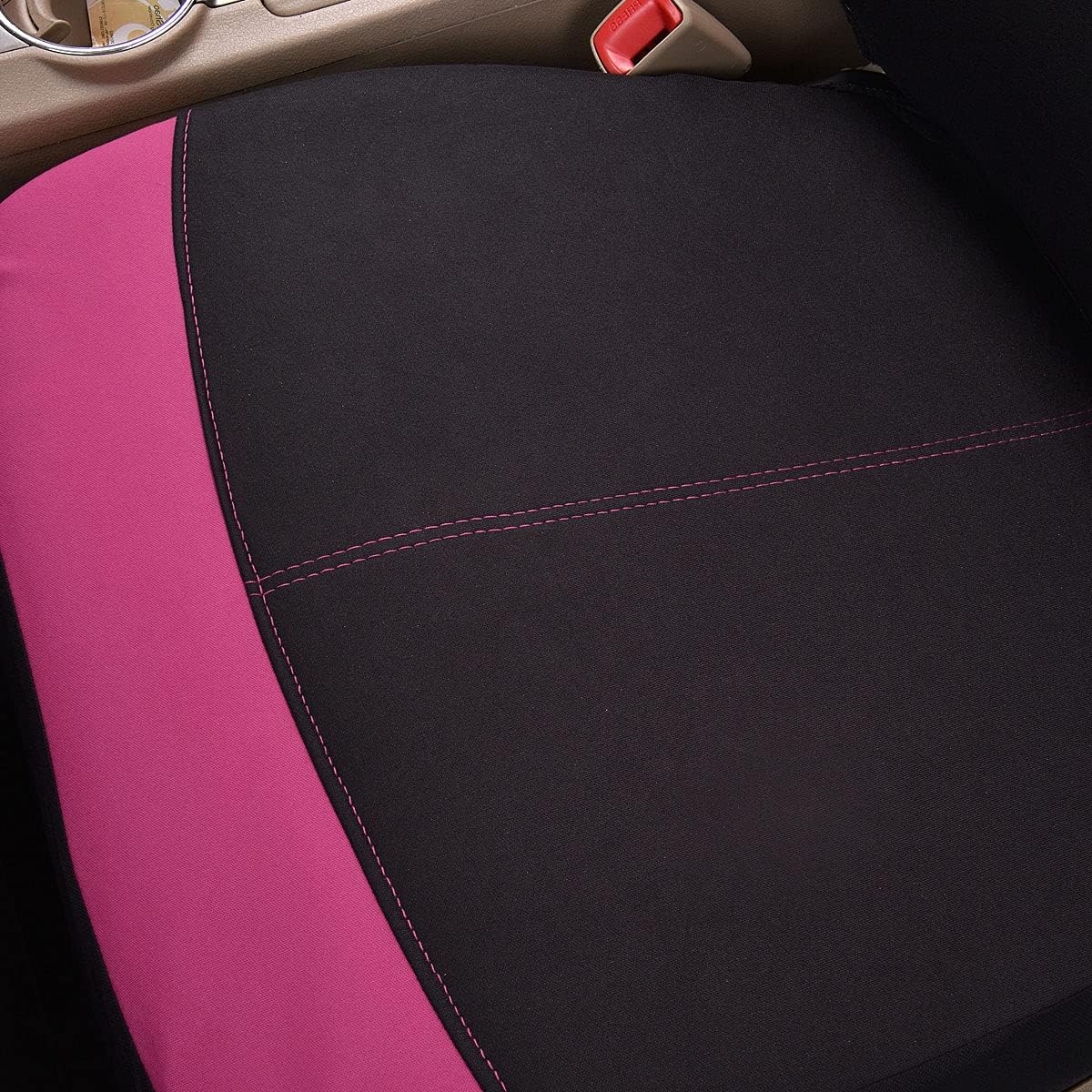Flying Banner Car Seat Covers Full Set Front Seats and Rear Bench Polyester Cover Pink with Black