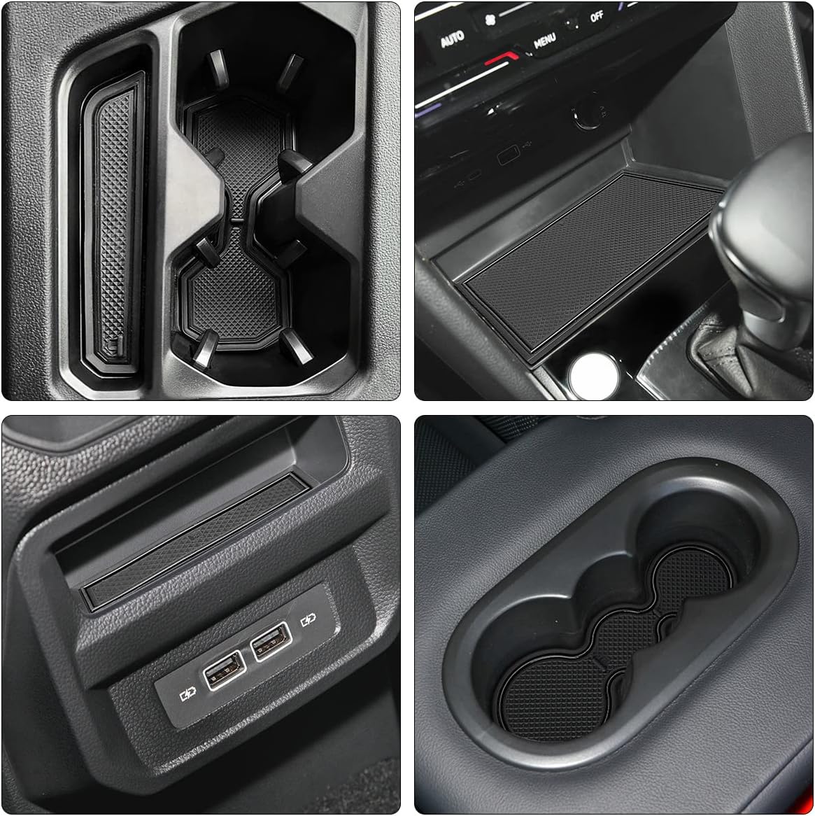 Auovo Anti Dust Mats for Volkswagen VW Tiguan Accessories 2024 2023 2022 2021 2020 2019 2018 Custom Cup Holder Door Center Console Liners Inserts for VW Tiguan (19pcs/Set) (White Trim)