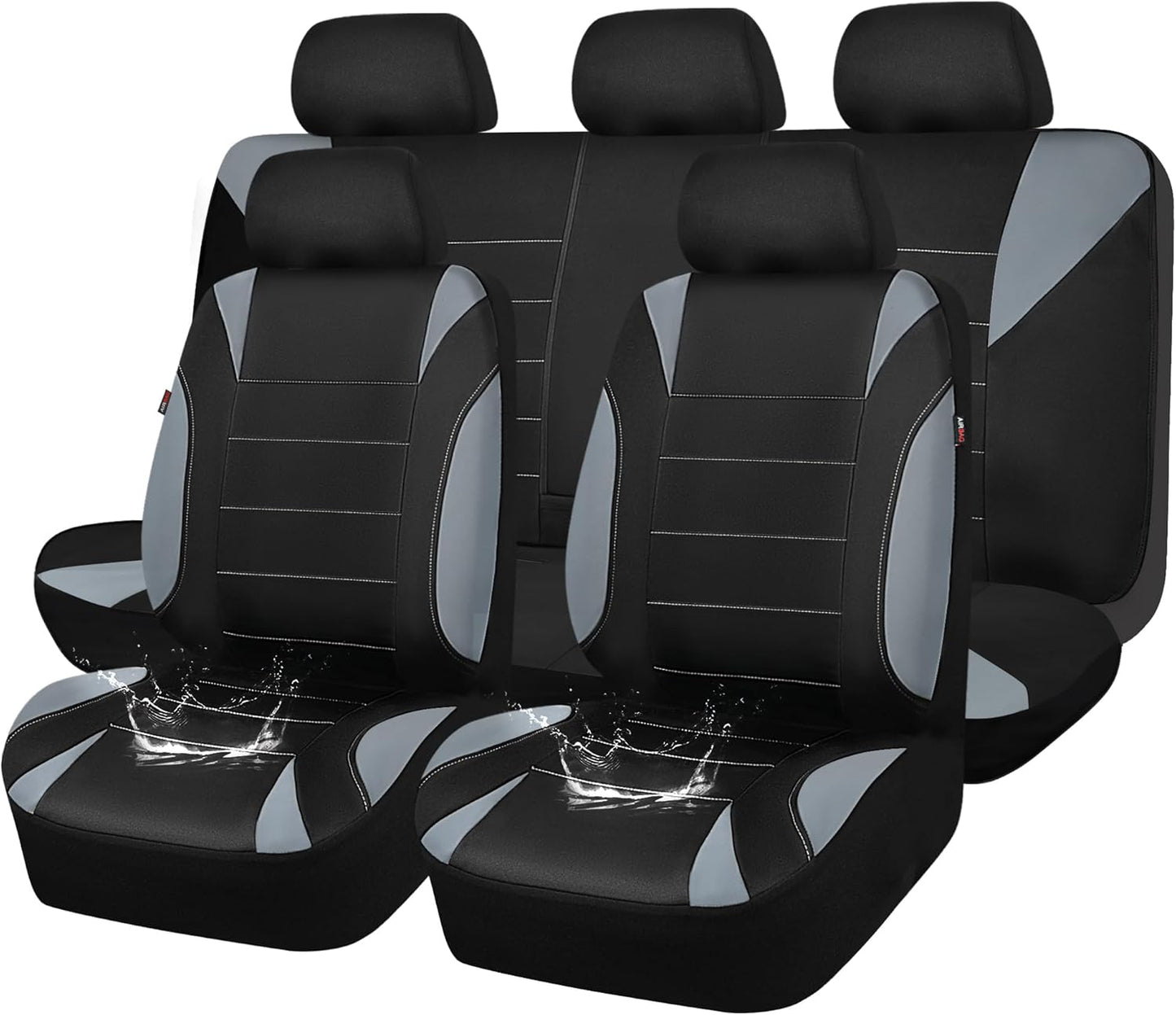 CAR PASS Neoprene Waterproof Seat Covers, Universal Fit Black Full Sets, Protective Interior Covers for Auto SUV, Vans, Sedans, Trucks