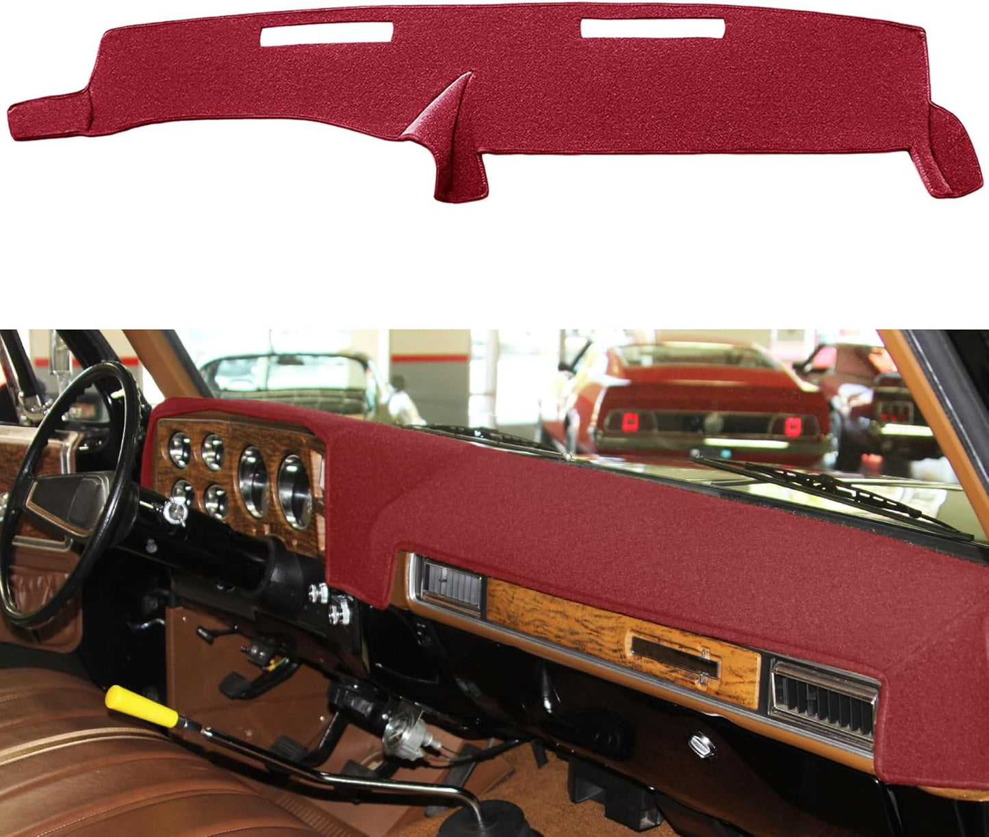 Yiz Dash Cover Mat Custom Fit for 1973-1980 Chevy Chevrolet C10 C20 C30 K10 K20 K30 Suburban K5 Blazer Pickup,GMC Jimmy C/K 15 25 35 1500 2500 Suburban Sierra,Dashboard Pad Carpet (73-80 Maroon) J74