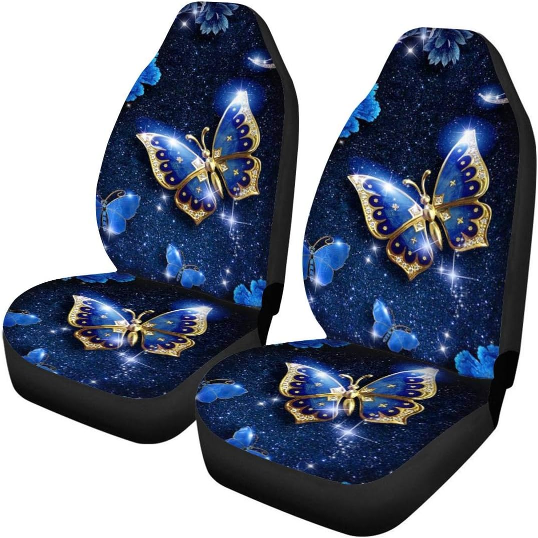 KEIAHUAN Galaxy Owl Car Seat Cover for Women Men, 2 Packs High Back Bucket Universal Fit Auto Seat Covers for Cars, Trucks, SUV, or Van