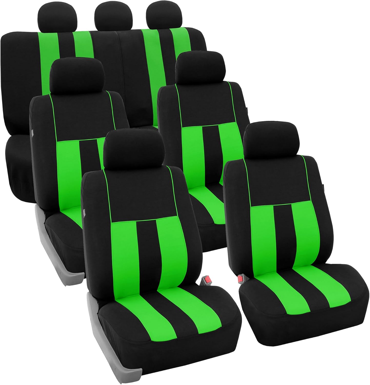 FH Group Three Row Striking Striped Full Set Car Seat Covers, Airbag Compatible & Split Ready – Universal Fit for Cars Trucks & SUVs (Blue) FB036217