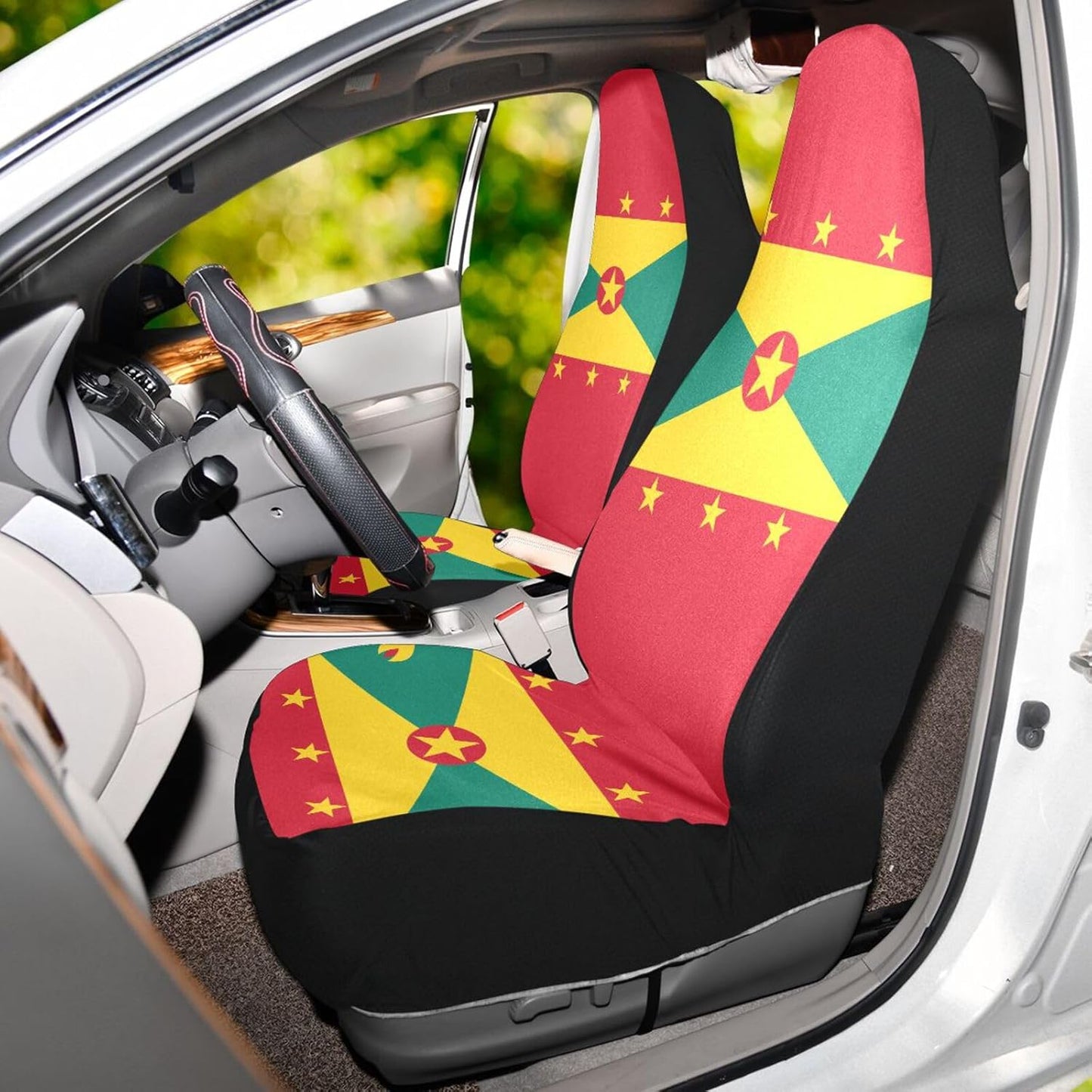 Car Seat Covers for Front Seats, Front Seat Cover Set, Interior Covers for Auto Truck Van SUV Grenada Flag