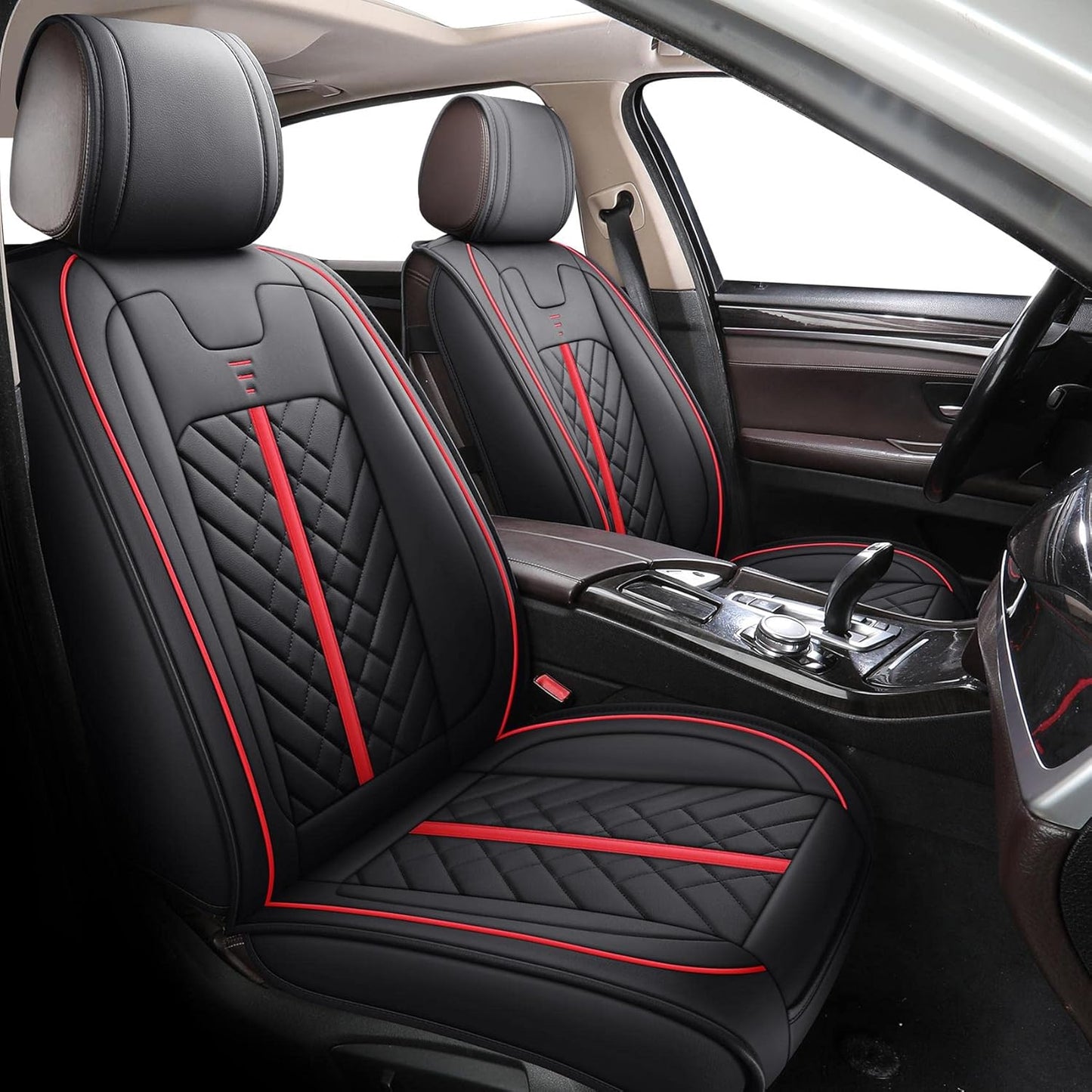 Tomatoman Front Seat Covers Compatible with Toyota Corolla Rav4 Camry 4runner Honda Civic Accord HRV CRV Nissan Altima Sentra Hyundai Tucson Accent Elantra(2PCS/Black)