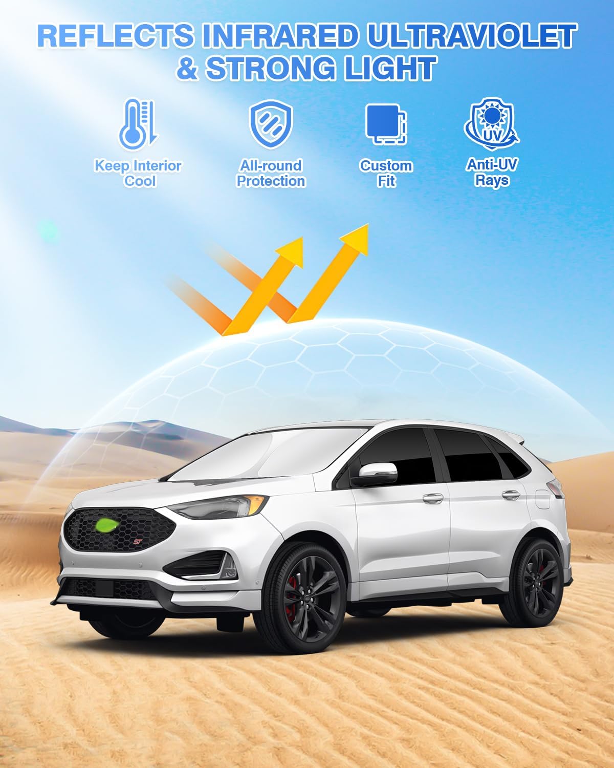 Canvcle Sunshades for Ford Edge 2015-2024 Accessories Windshield Sun Shade Side Rear Window Shade Cover Sun Visor Shield Privacy Protection Keep Vehicle Cool Black 8PCS