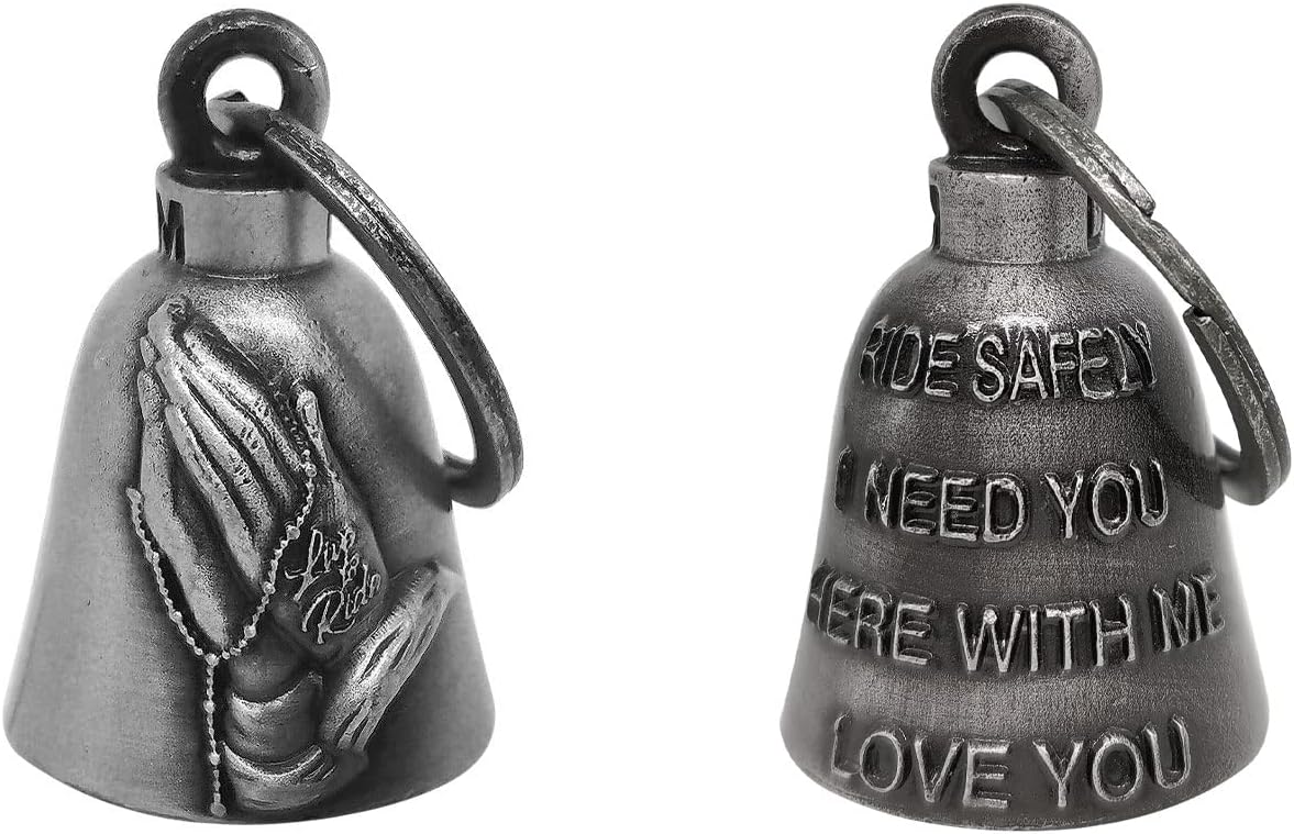【2Pack】Motorcycle Bells for Biker Good Luck Guardian Riding Bells with Hanger Motorcycle Accessory or Keychain for Luck, Grim Reaper*2, Medium