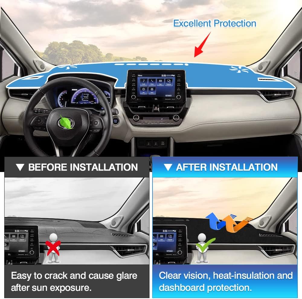 Karltys Dash Cover for Toyota Corolla Cross Accessories 2025 2024 2023 2022, Anti Glare Dashboard Cover Mat Fit Corolla Cross, Non-Slip Flannel Dash Pad UV Sun Protection (Not for Corolla)