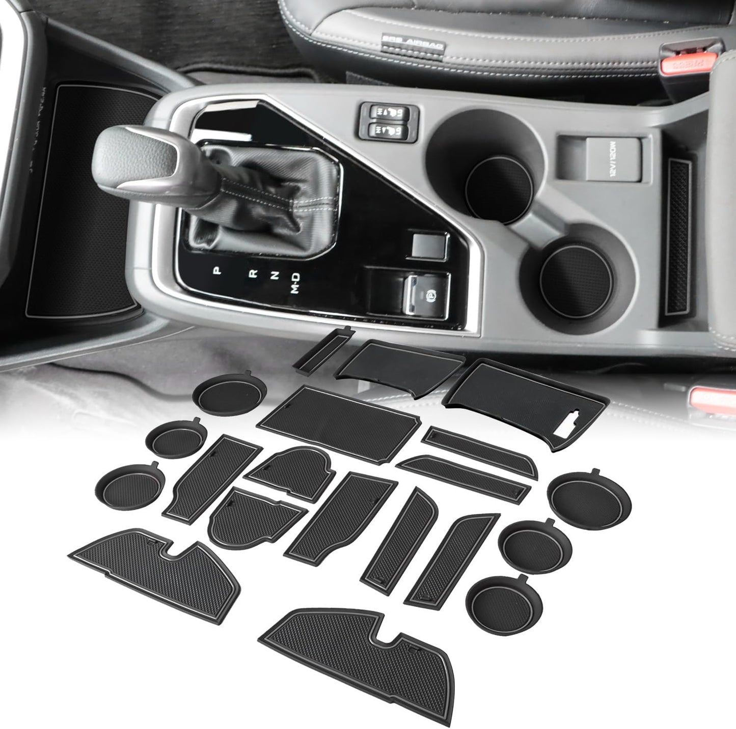 Auovo Cup Holder Inserts Liners Compatible with Subaru Crosstrek 2024 2025 Impreza Accessories Car Custom Center Console Door Pocket Mats Pads 19PCS (Gray Trim)