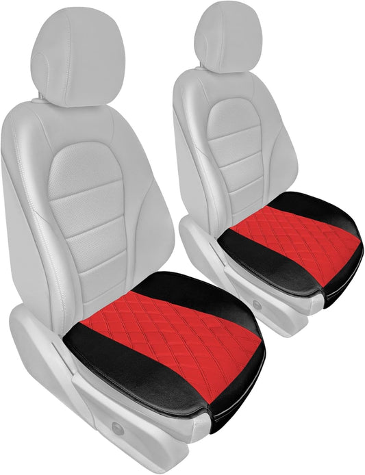 FH Group Car Seat Cushion Pads Front Set Faux Leather Neosupreme Automotive Seat Cover Cushion Pads - Universal Fit, Airbag Compatible Car Seat Cushion Pad with Front Pocket for SUV, Sedan, Van Red