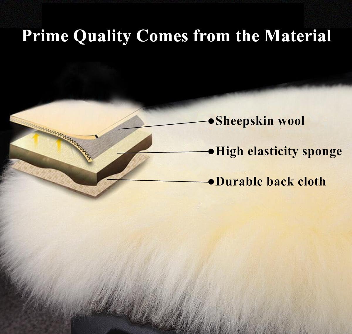 Sisha-A Winter Warmth: Universal Sheepskin Seat Cushion Cover - Natural Wool, for Cars, Trucks, SUVs & Vans - Cozy & Stylish Driving Companion Rear Beige Yellow