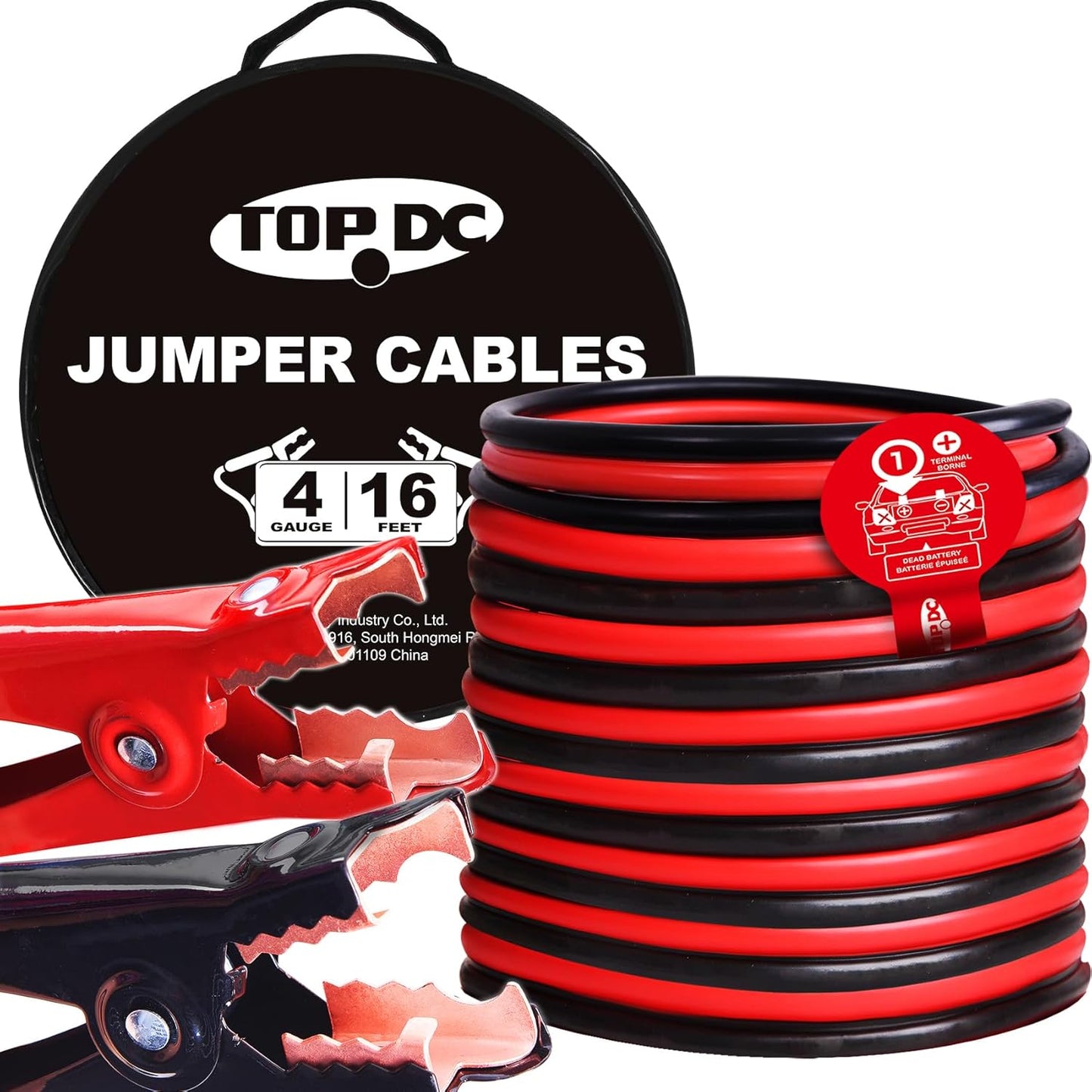 TOPDC Jumper Cables 1-Gauge 25-FT 700Amp Heavy Duty Booster Cables with Carry Bag (1AWG x 25')