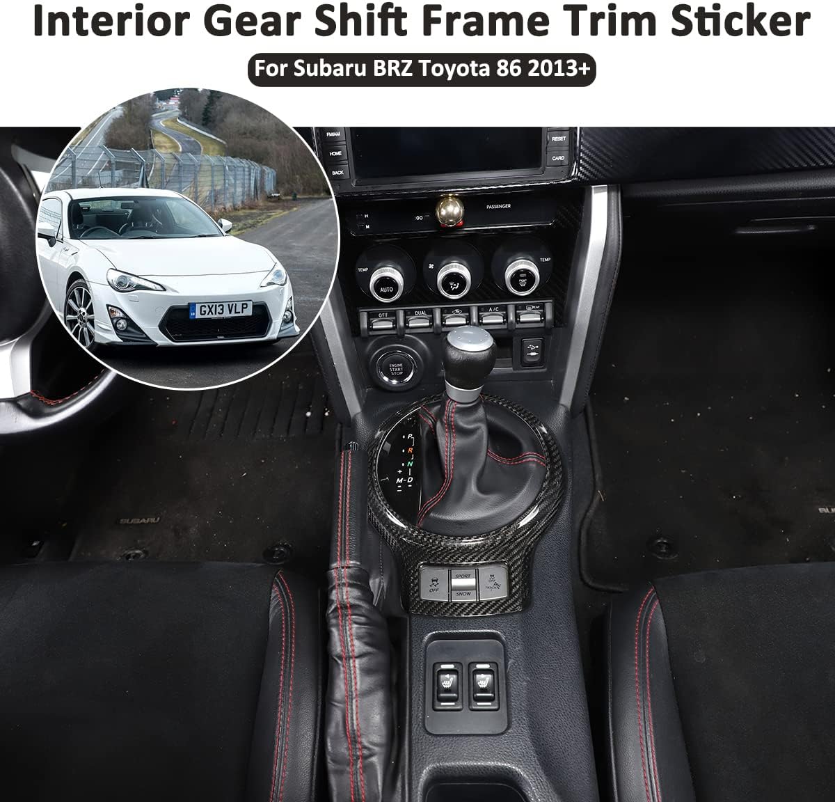 Car Interior Gear Shift Frame Trim Sticker for Subaru BRZ Toyota 86 2013-2020 Accessories (100% Real Carbon Fiber -Black)