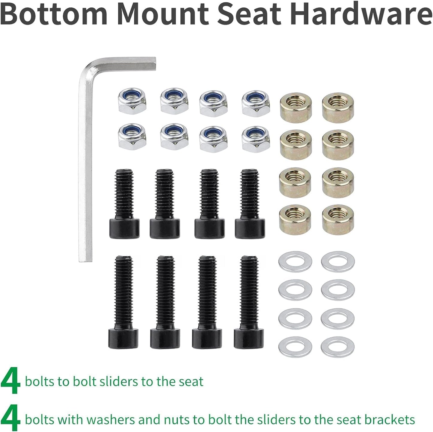 Racewill Universal Racing Seat Bracket with Seat Slider, Side Mounting Bracket Track Assembly Sets Compatible with NRG Sparco and More Aftermarket Seats