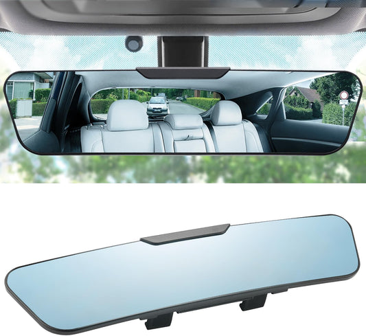 LivTee Anti Glare Rear View Mirror 12.4''(312mm), Wide Angle Panoramic Convex Curve Rearview Mirror Clip on Original Mirror to Eliminate Blind Spot and Antiglare for Cars SUV Trucks