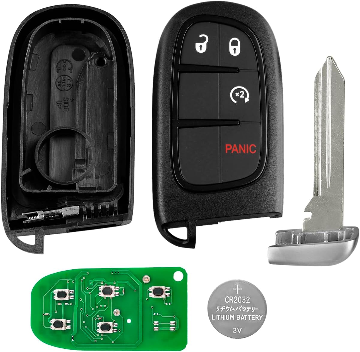 TG Auto Keyless Key Fob Remote Control Replacement for 2016 2017 2018 2019 Dodge Ram 1500 2500 3500 GQ4-54T 433MHz 4 Buttons(2 Pack)