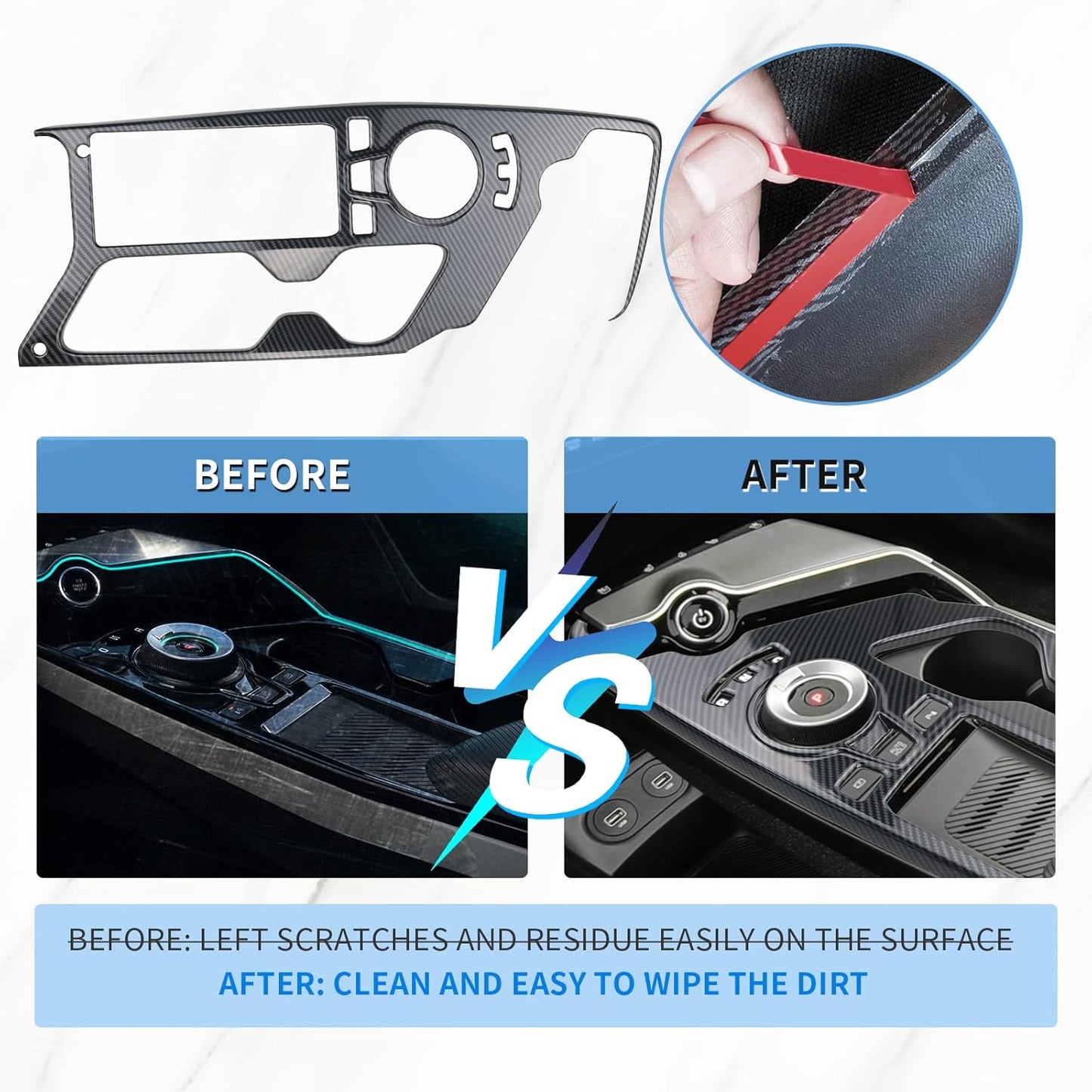 CDEFG Gear Shift Panel Cover for 2022 Kia EV6 Accessories Car Console Gear Shift Knob Panel Trim Decoration Frame Sticker Trim for 2022 EV6 Interior Accessories
