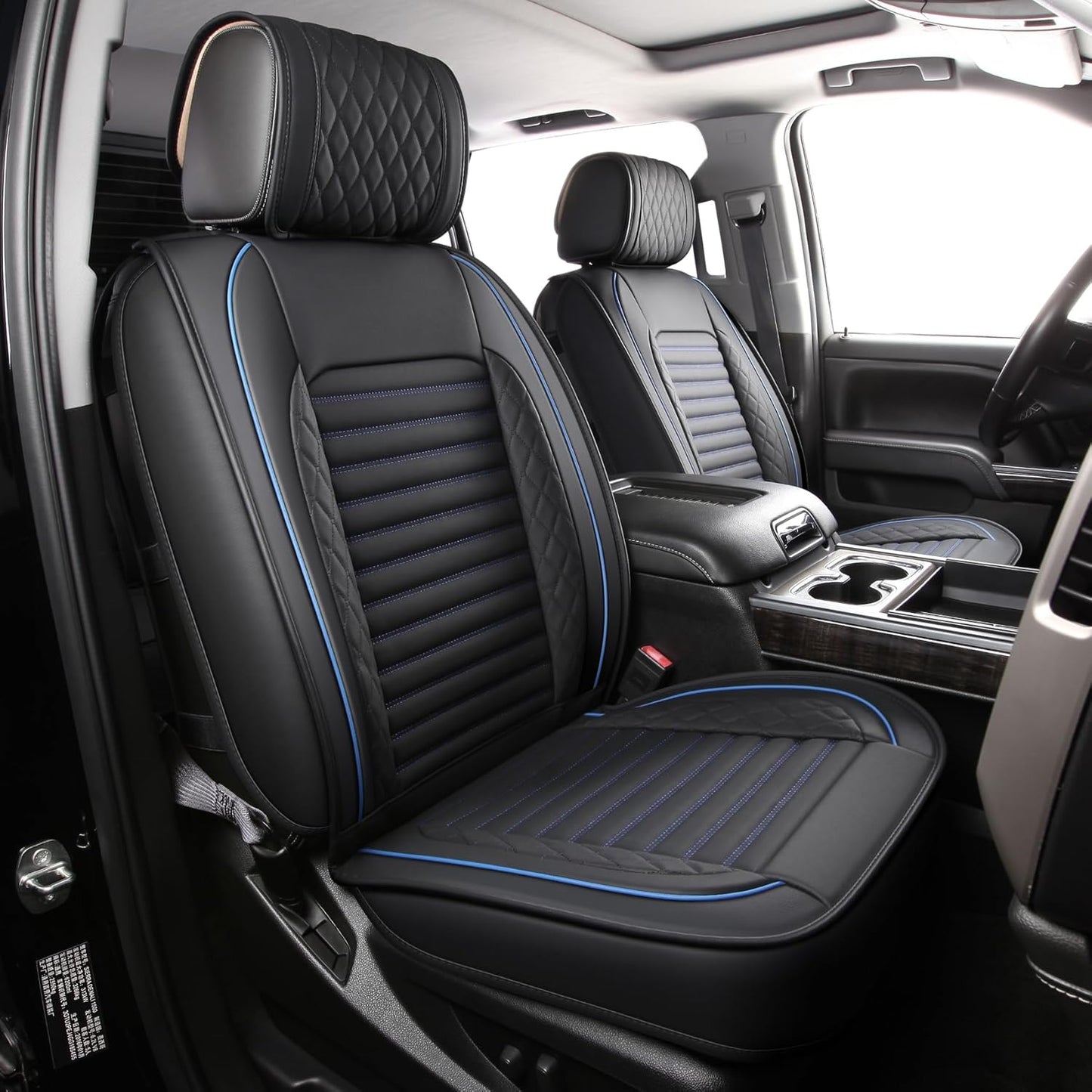 JOJOBAY Chevy Silverado Seat Covers,GMC Sierra Seat Covers,Custom Fit 2007-2024 1500 2500HD 3500HD Crew Double Extended Regular Cab,LT LZT RST Trail Boss(Front Pair,Black Red)