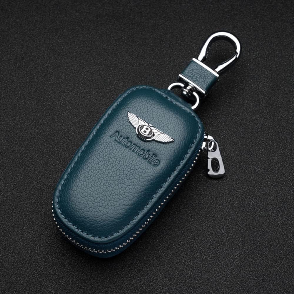1 Pieces Car Keychain for Bentley Continental Flying Spur Bentayga Turbo Bacalar Arnage Leather Key Ring with Emblem Car Styling Decorative Accessories,Blue