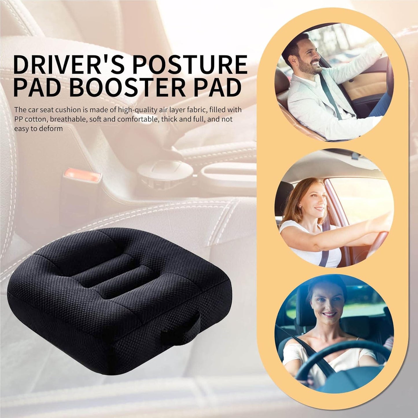 SJTDM Adult Car Booster Cushion Car Booster Seat Cushion Driver Posture Cushion for Short People Thickening Booster Cushion for Cars,Trucks,Offices