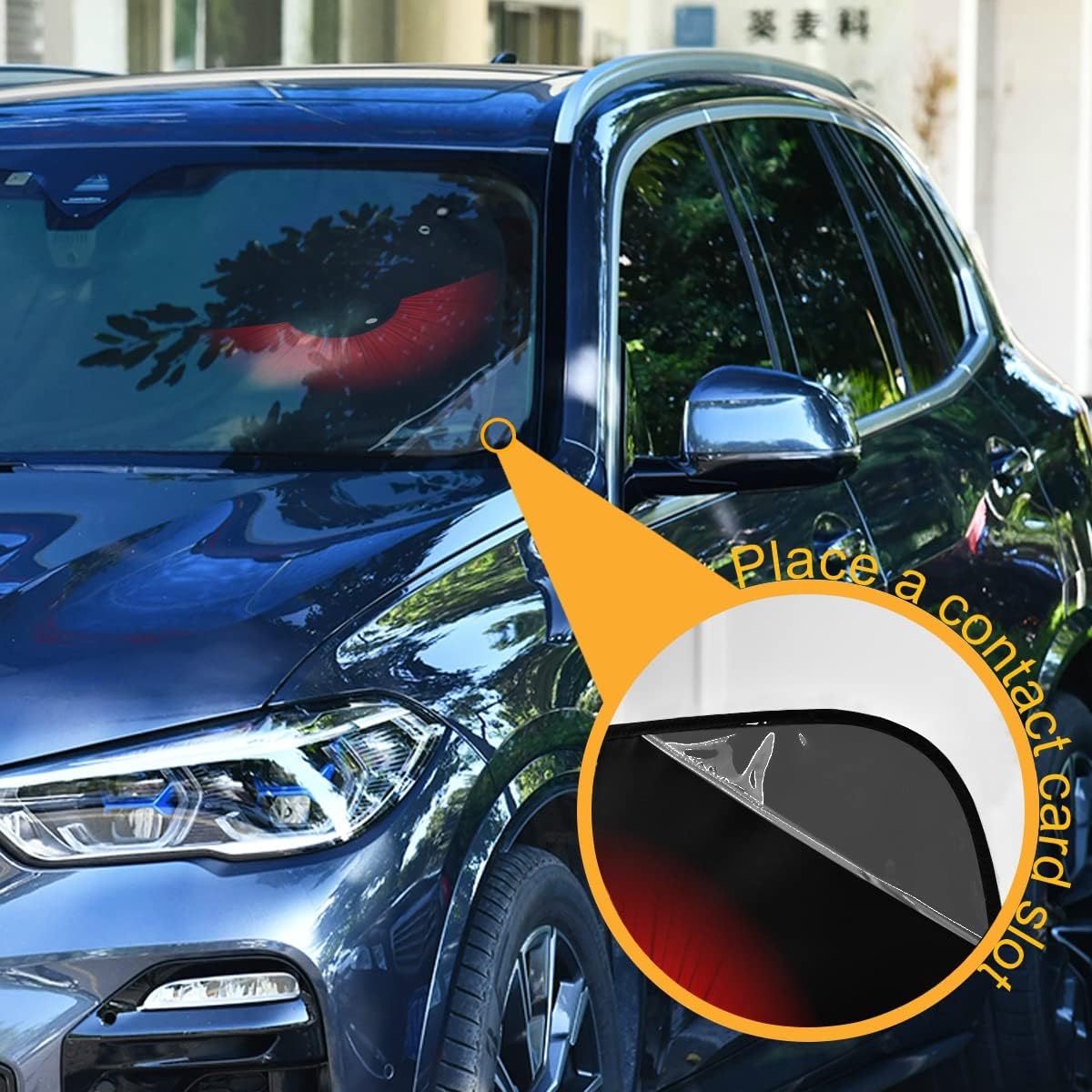 RURUTONG Sun Shades for Car Evil Eyes Car Window Shades 55x27.6 inch Blocks UV Rays Visor Protector Foldable Sun Shield Keeps Your Vehicle Cool 20151952