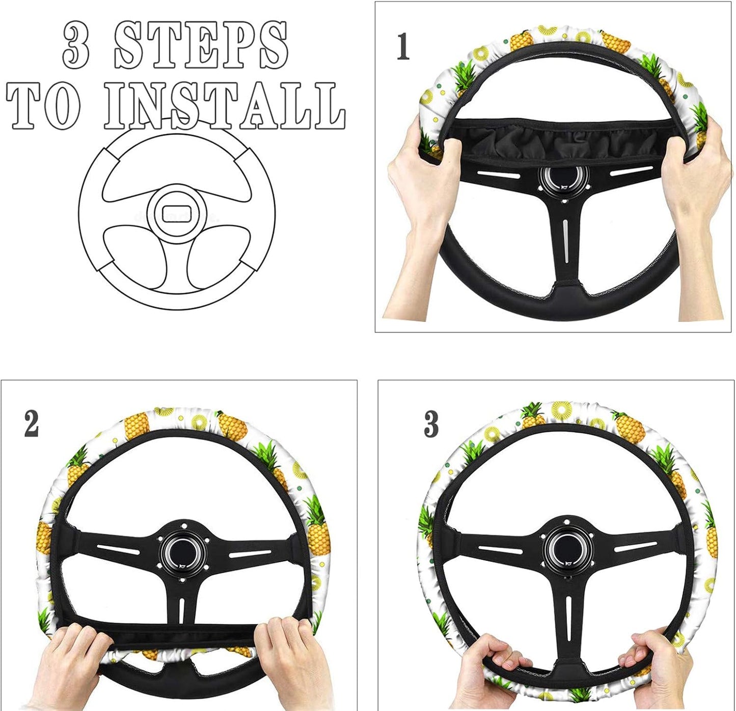 Frestree Sea Dolphin Love Flower Car Seat Covers with Steering Wheel Cover and Safety Seatbelt Pads Universal Fit SUV Truck Sedan Van Bucket Seat Cover 7 Pcs Dolphins Couple Auto Interior Accessories
