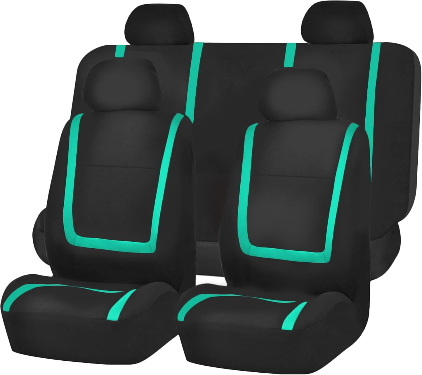 FH Group Car Seat Covers Full Set Cloth-Universal Fit Automotive Seat Covers, Low Back Front Seat Covers, Solid Back Seat Cover, Washable Car Seat Cover for SUV, Sedan and Van Green